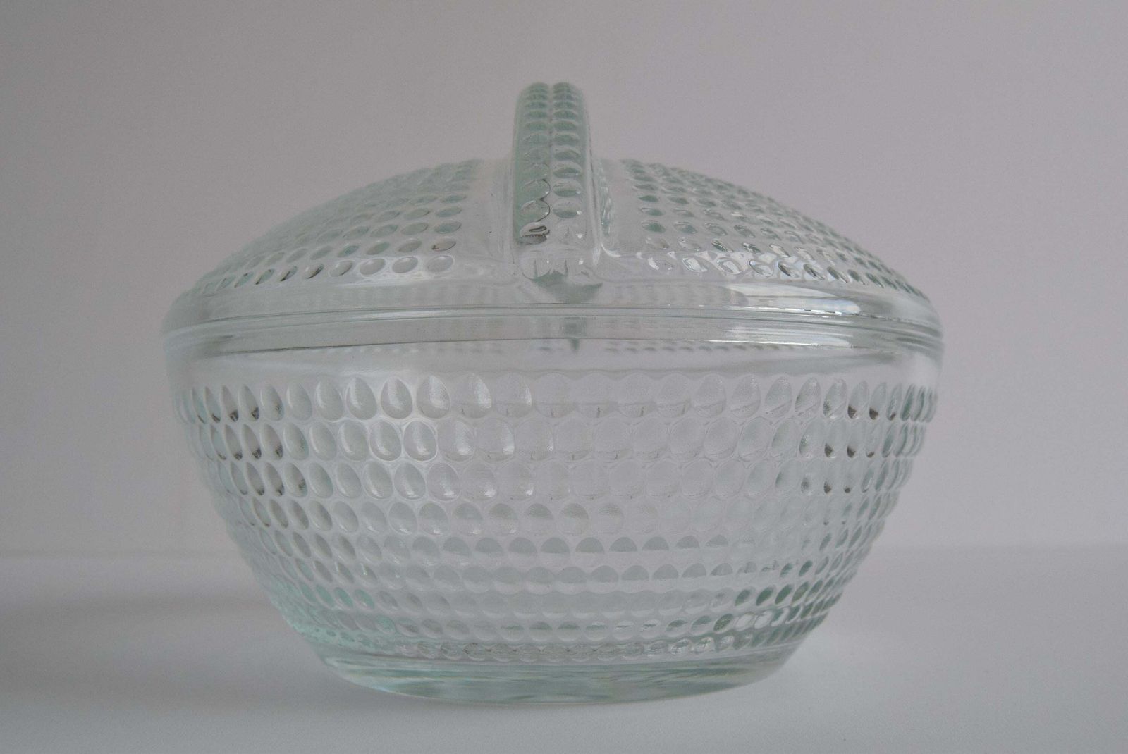 Glass Candy Bowl, Sugar Bowl, By Adolf Matura For Libochovice Glass Factory photo for sale