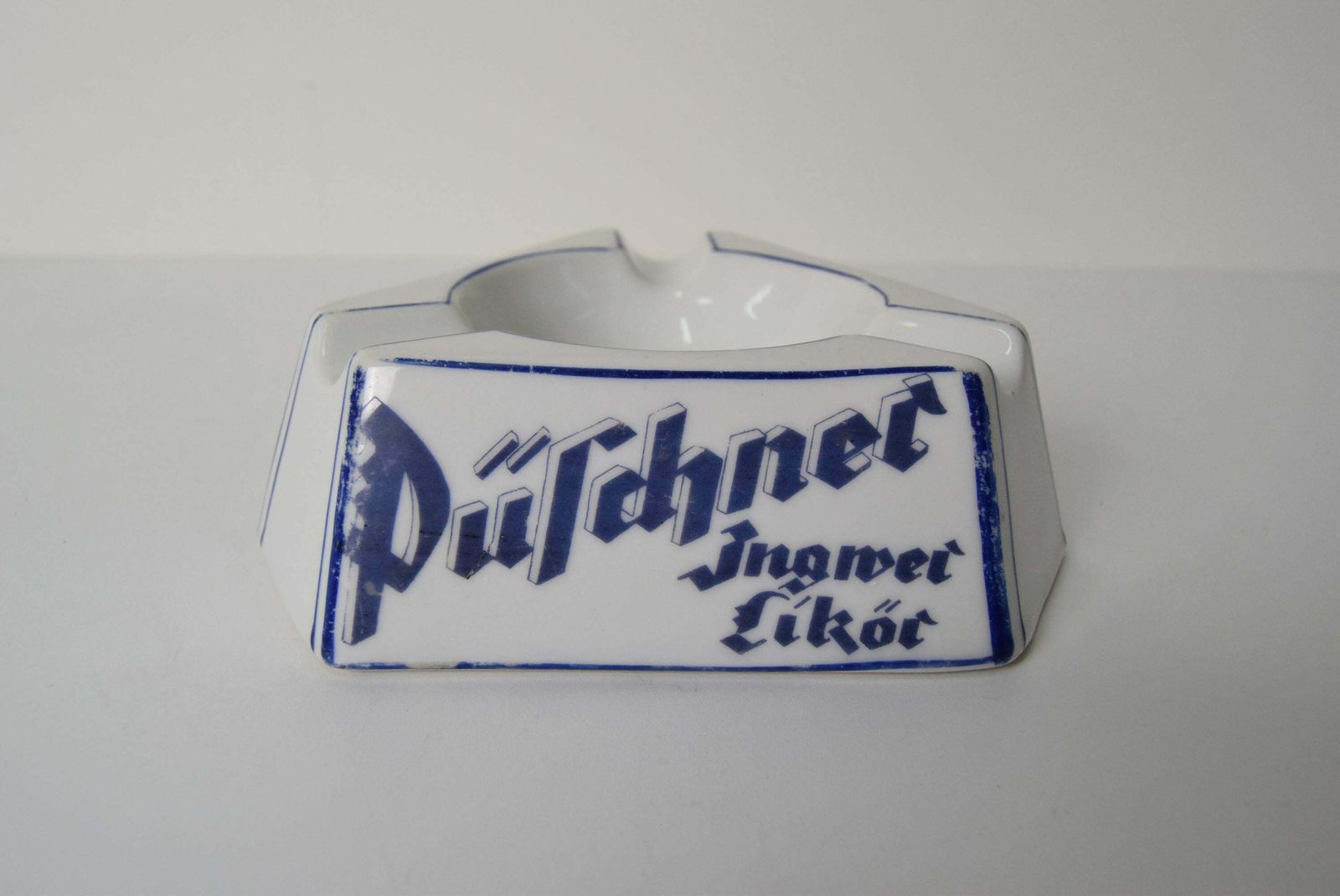 Art Deco Porcelain Advertising Ashtray Püschner Bitter, 1920's. photo furniture