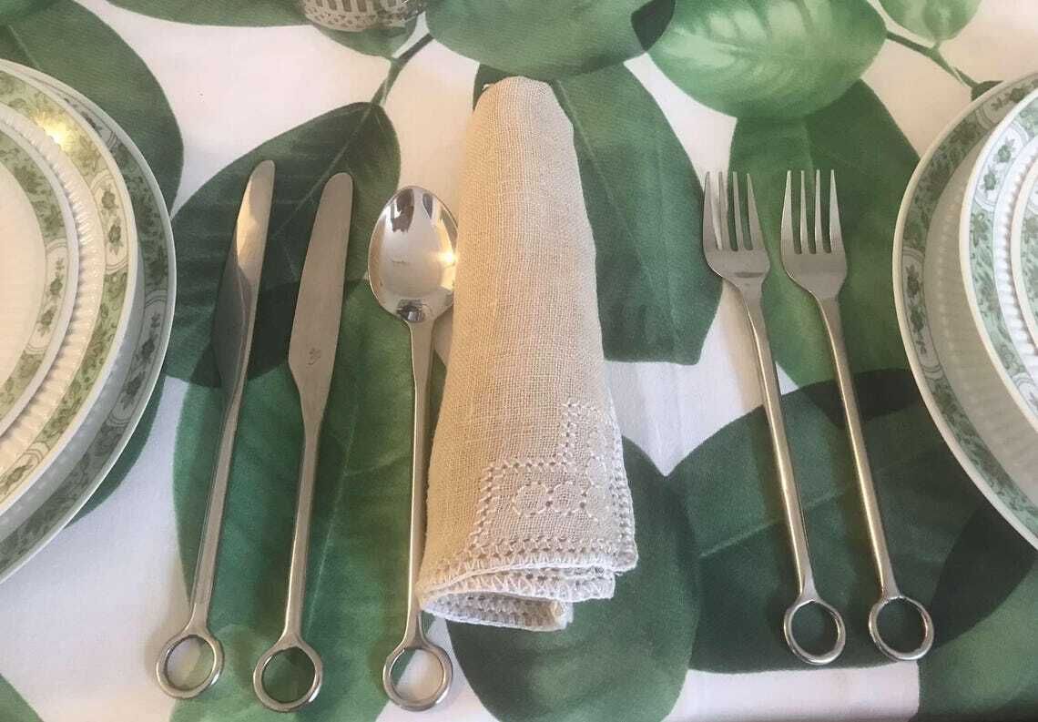 Stainless Steel Flatware Set 18 Pieces Cutlery Vintage Millenial Gift Medieval Style Metal Wedding Gift Table Decor Family Dishwasher photo for sale