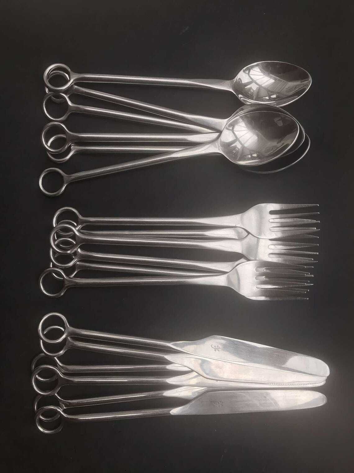 Stainless Steel Flatware Set 18 Pieces Cutlery Vintage Millenial Gift Medieval Style Metal Wedding Gift Table Decor Family Dishwasher photo Home Decor