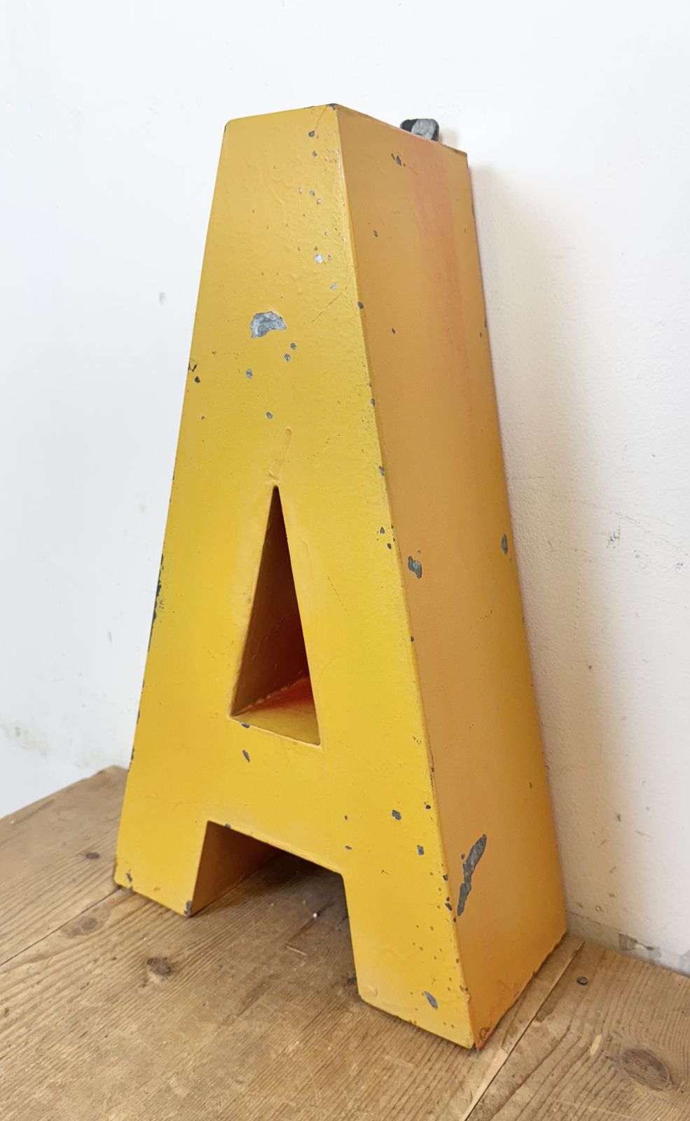 Large Vintage Yellow Iron Facade Letter A, 1960s photo for sale