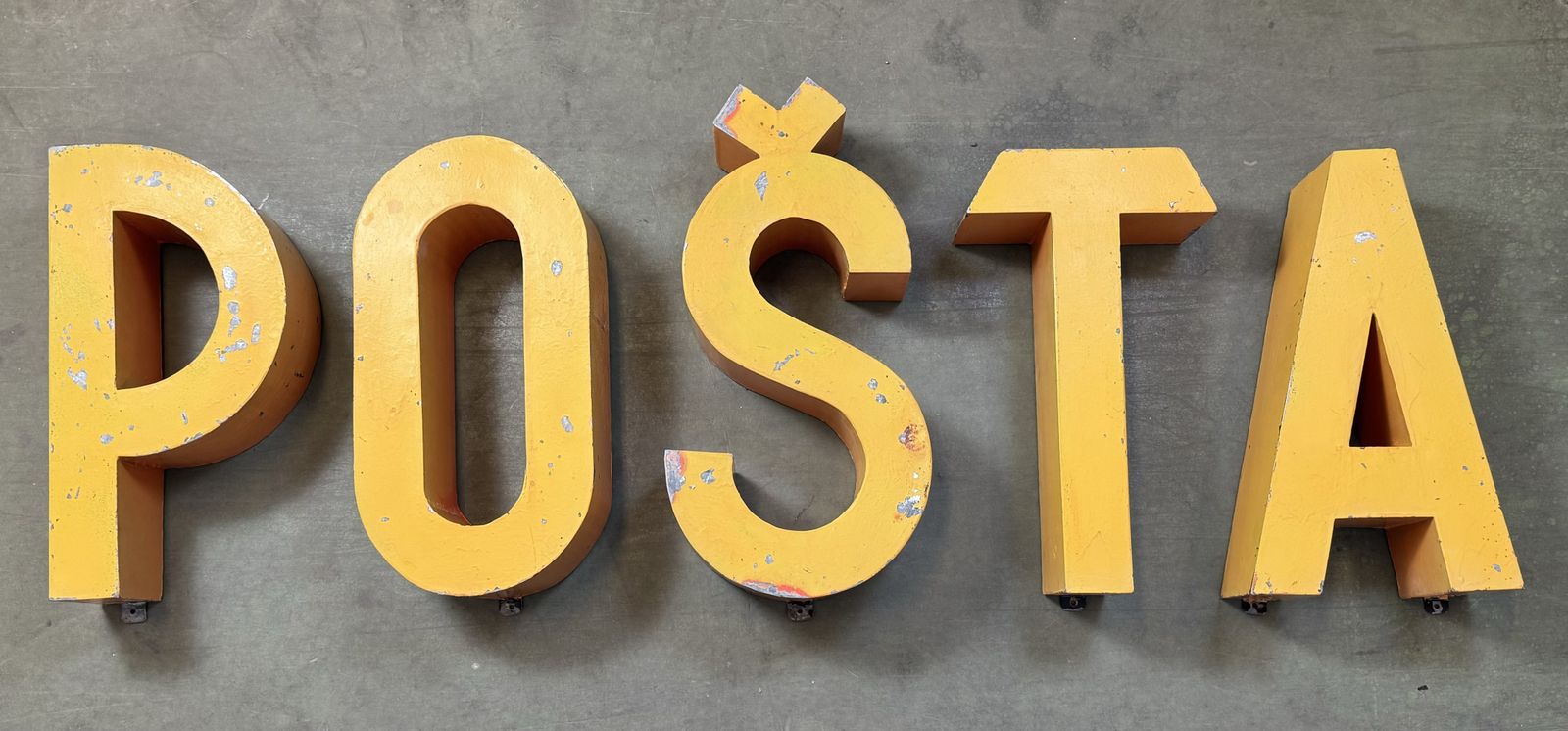 Large Vintage Yellow Iron Facade Letter A, 1960s photo furniture