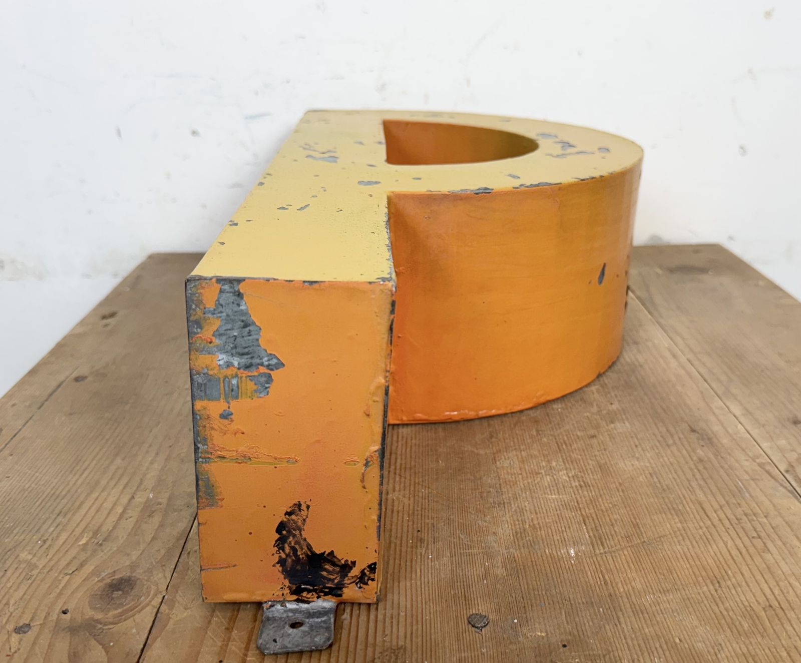 photo furniture Large Vintage Yellow Iron Facade Letter P, 1960s