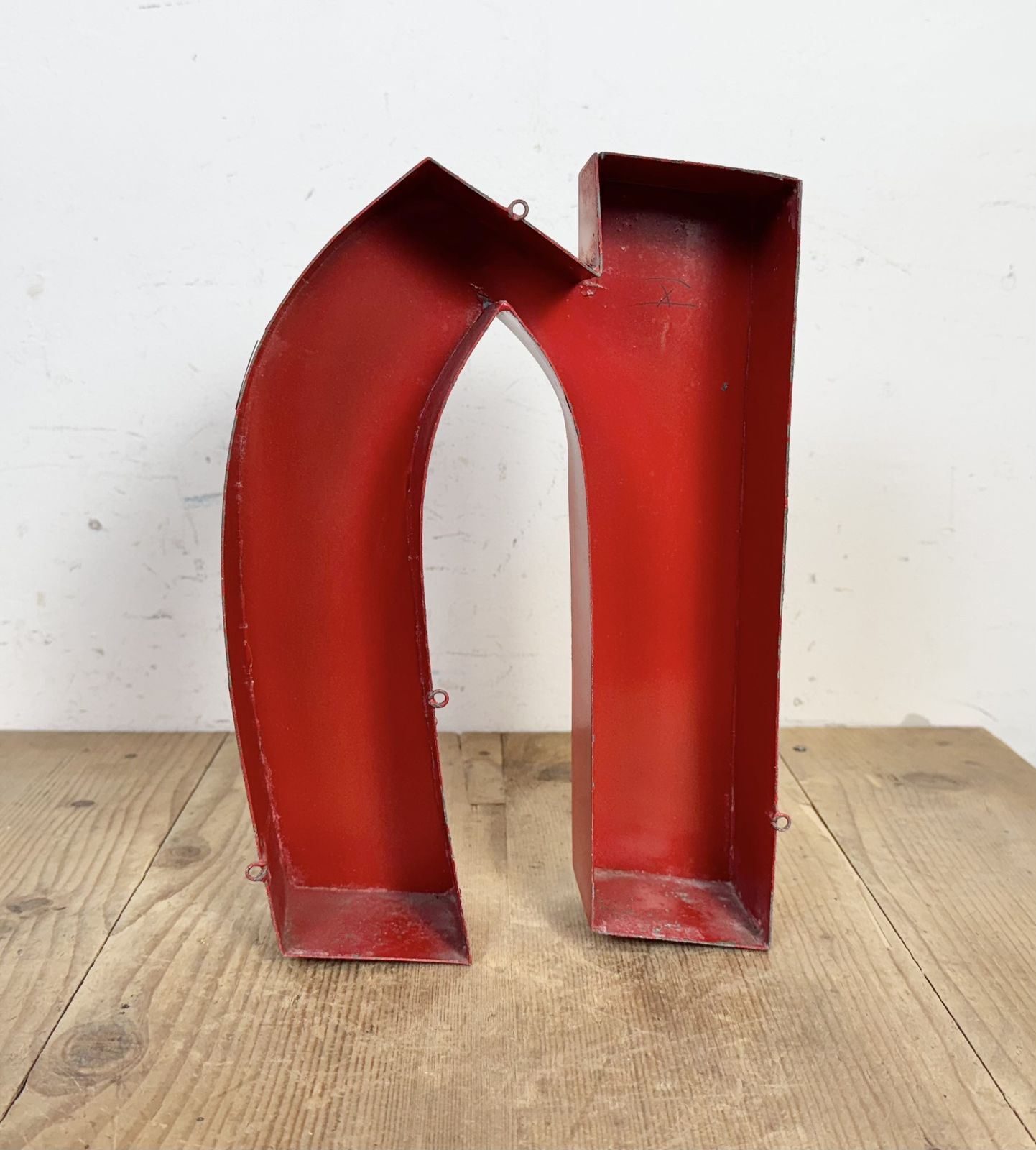 Vintage Red Iron Facade Letter N, 1970s photo 119.0