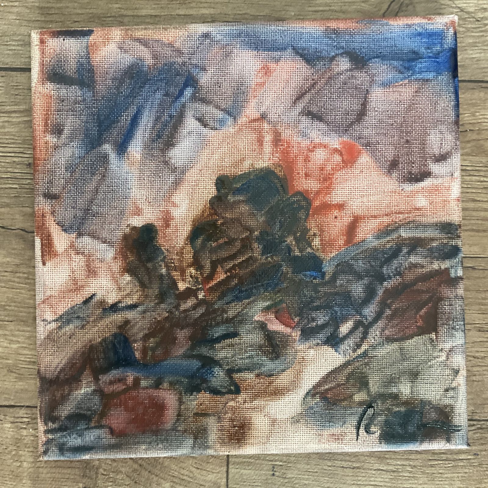 Original Oil Painting Dusk Landscape Abstract Signed Roth 8 X 8 Inches Art Gift photo furniture