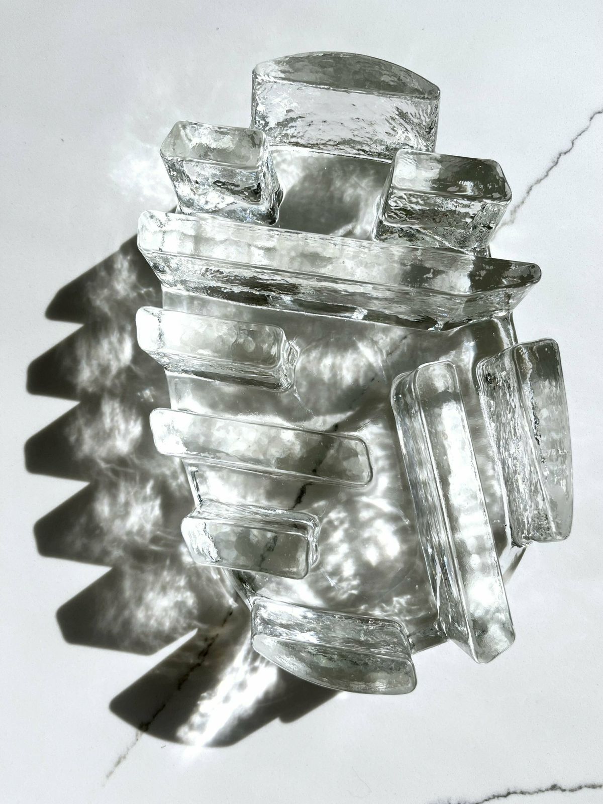 Mid Century Chunky Glass Single 3 Burner Plate Warmer/Objet D'art In The Style Of Jiri Zejmon photo 90.0