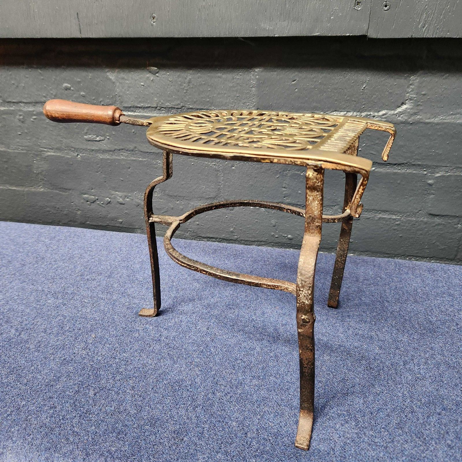 Brass And Iron Fireplace Footman/Trivet Circa 19thc photo for sale
