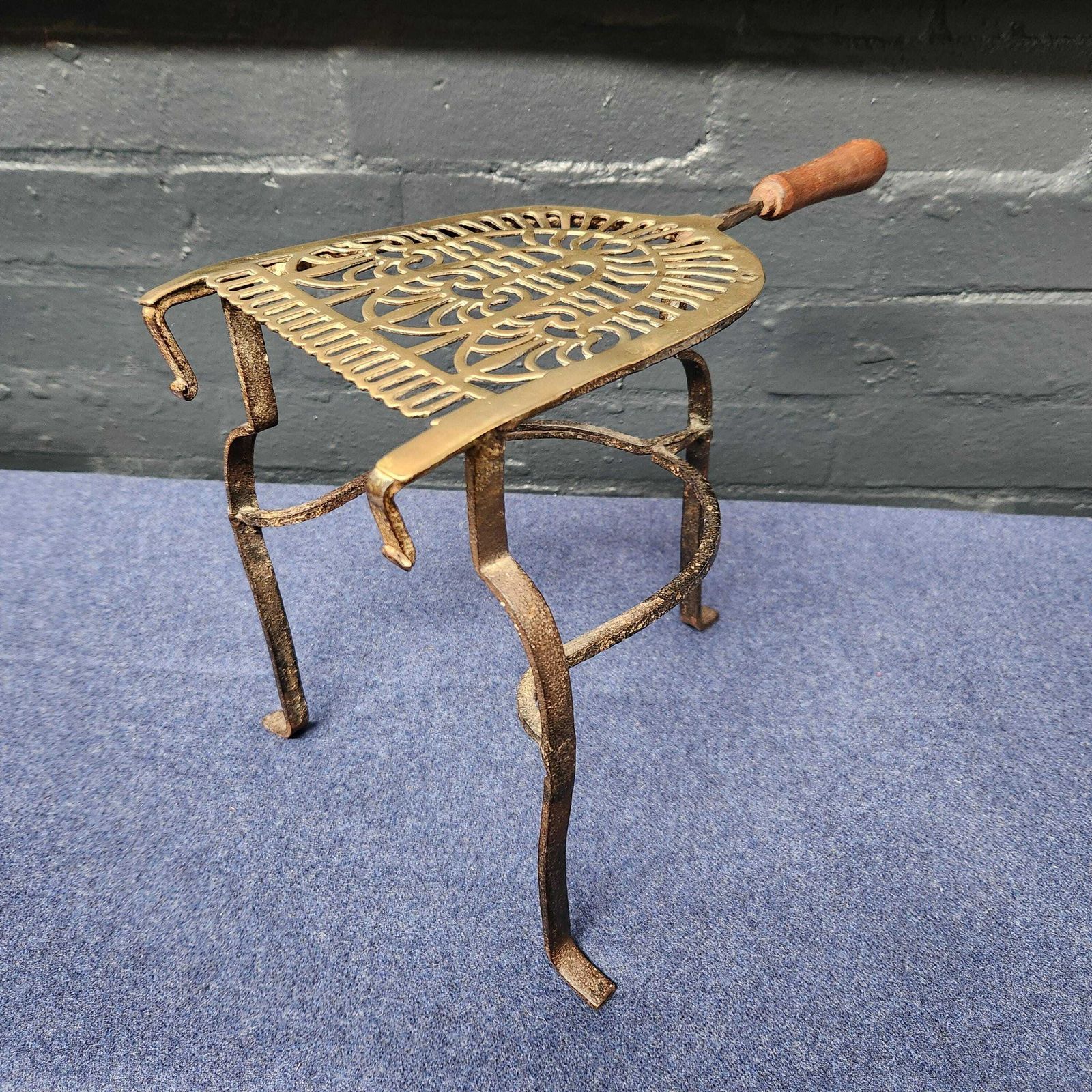 Brass And Iron Fireplace Footman/Trivet Circa 19thc photo vintage