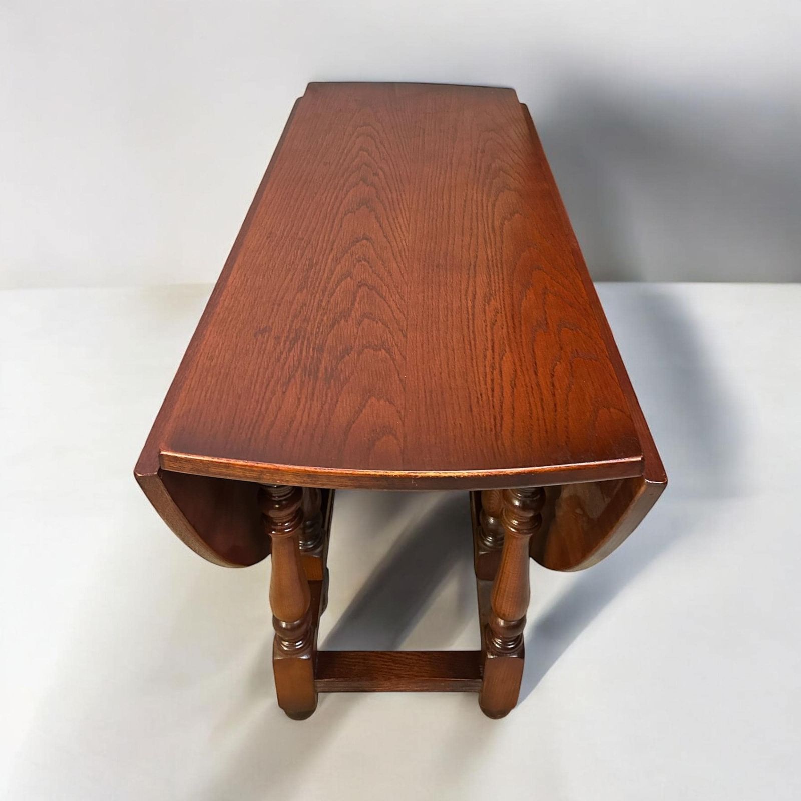 Vintage Old Charm Wood Brothers / Oak Gate Leg Drop Leaf Dining Table C1970 / Tudor Brown photo for sale