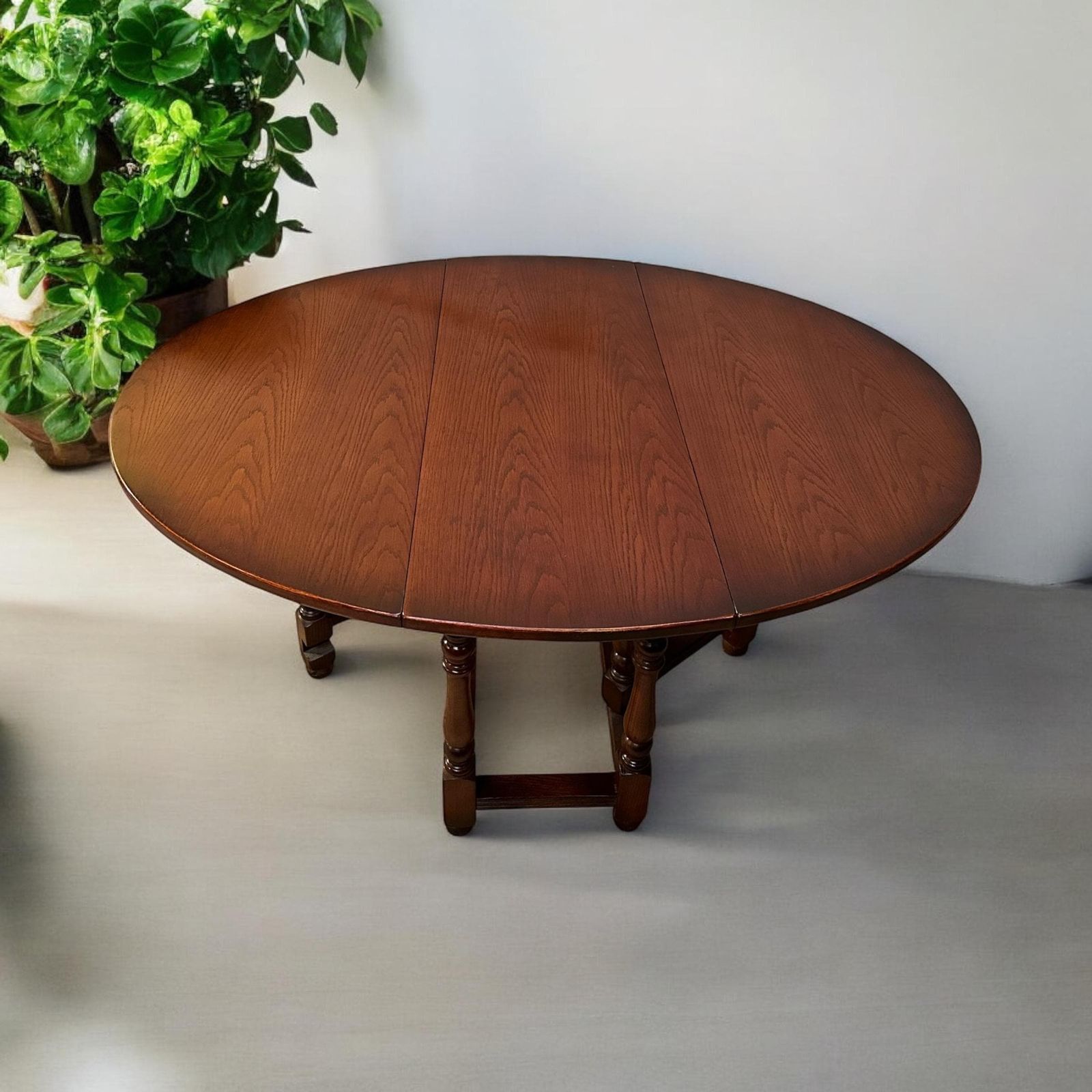 Vintage Old Charm Wood Brothers / Oak Gate Leg Drop Leaf Dining Table C1970 / Tudor Brown photo buy