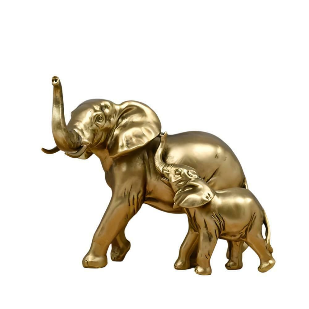 Golden Elephant Family Figurine photo furniture
