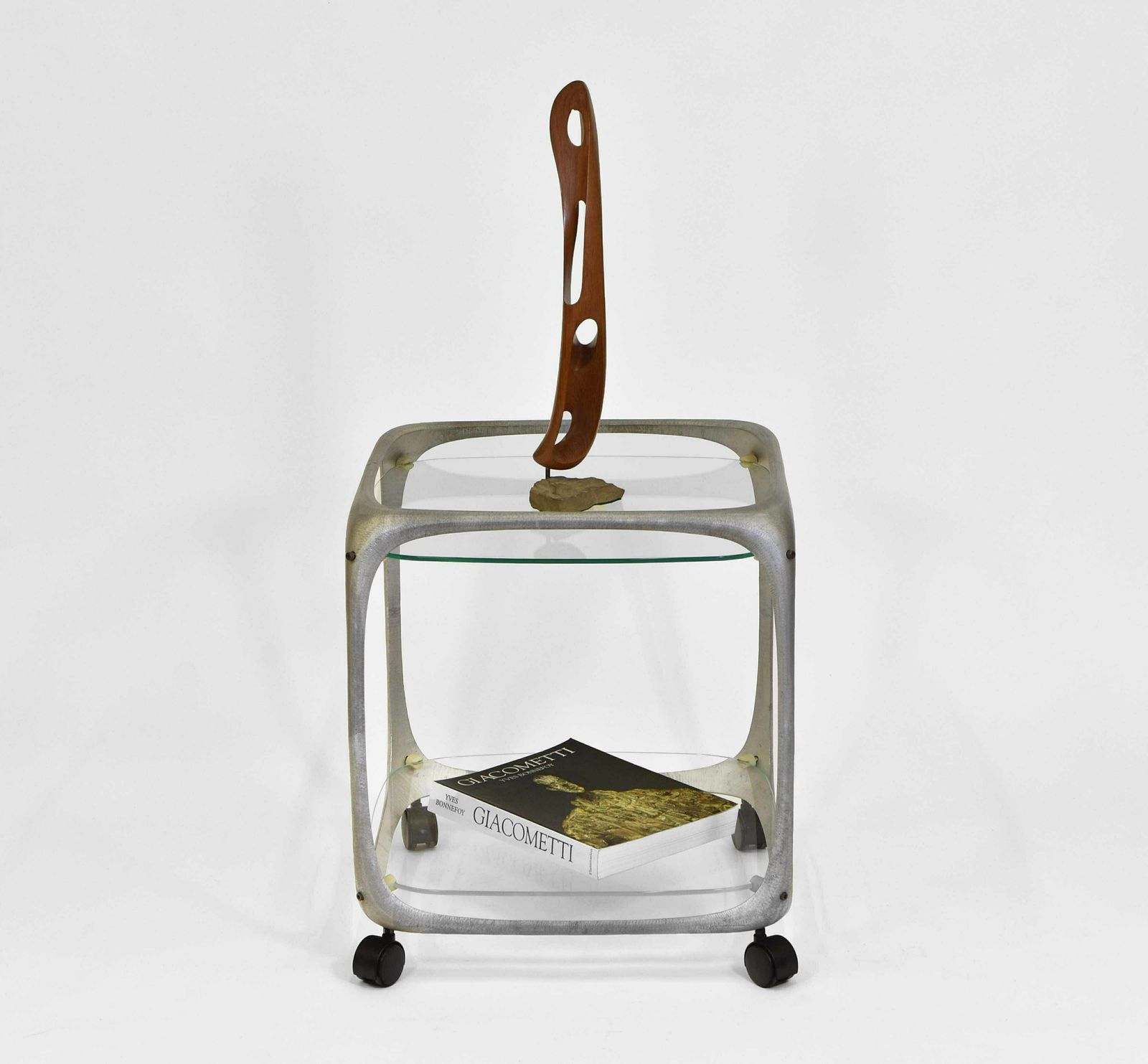 1970’s Lorenzo Burchiellaro Aluminium Cube Form Bar Trolley Italian photo vinterior