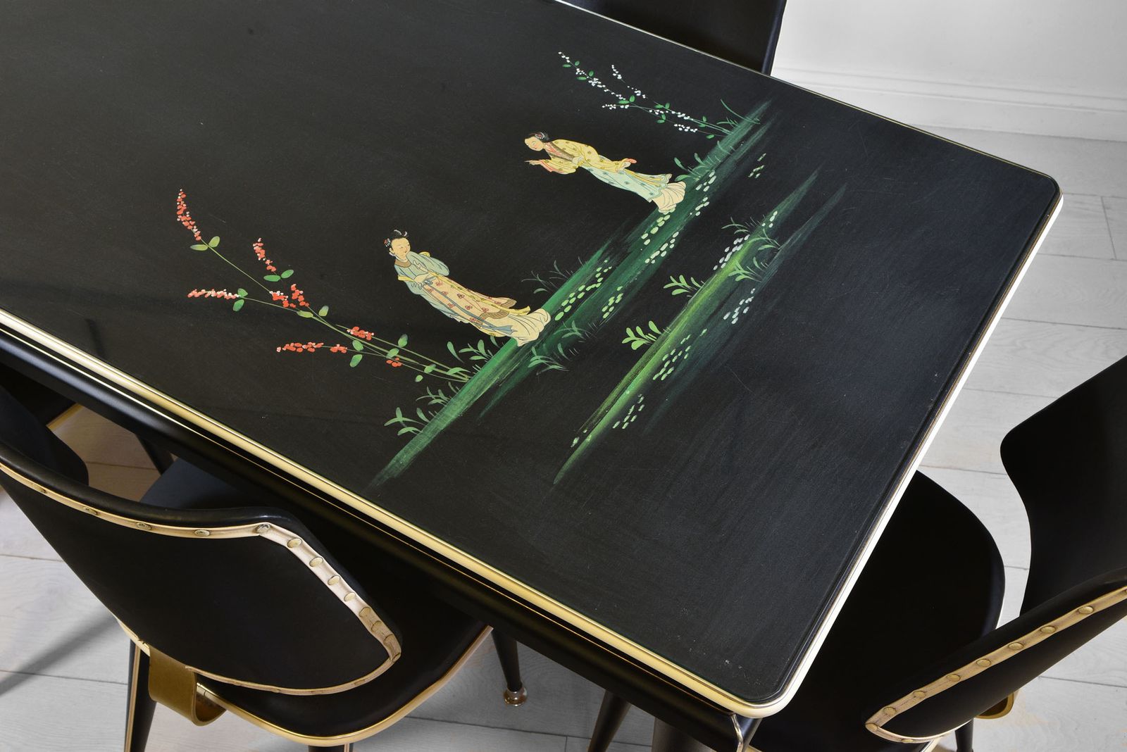 Umberto Mascagni Chinoiserie Mid Century Dining Table & Six Chairs photo 2275.0