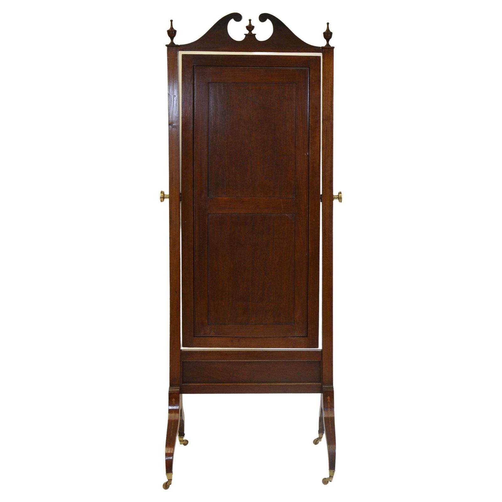 Home Decor Antique Sheraton Revival Inlaid Cheval Floor Mirror Circa 1900 photo
