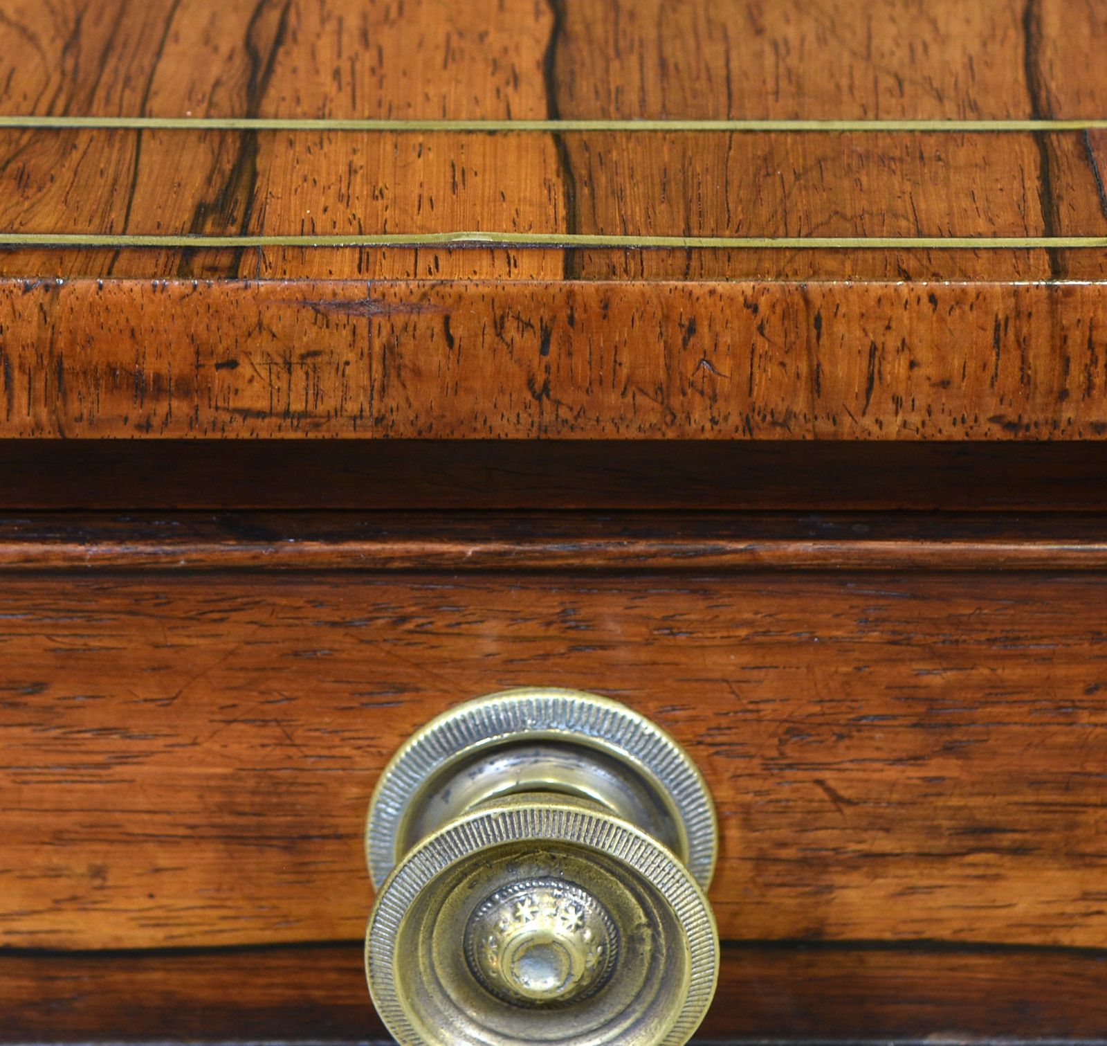 Regency Rosewood & Brass Inlaid Sofa Table Antique Circa 1820 photo vintage