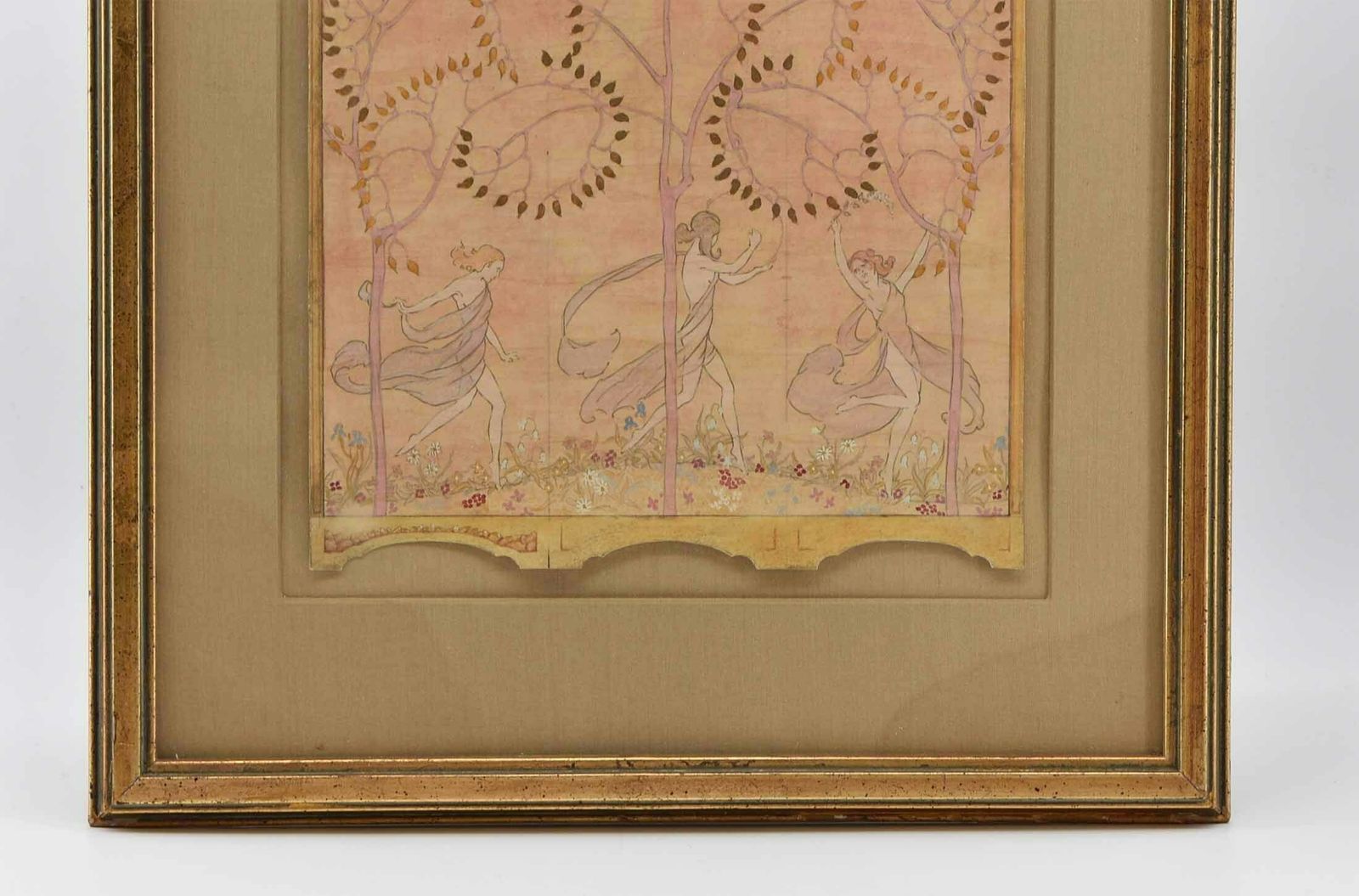 Watercolour Drawing Of A Three Fold Screen Design By Kenneth Stevens Mac Intire photo furniture