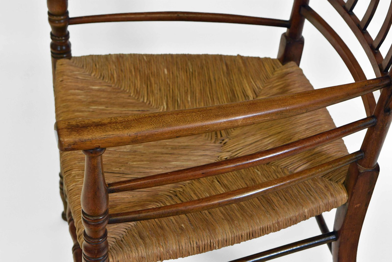 Arts & Crafts “Quaint” Rush Seated Armchair photo vintage