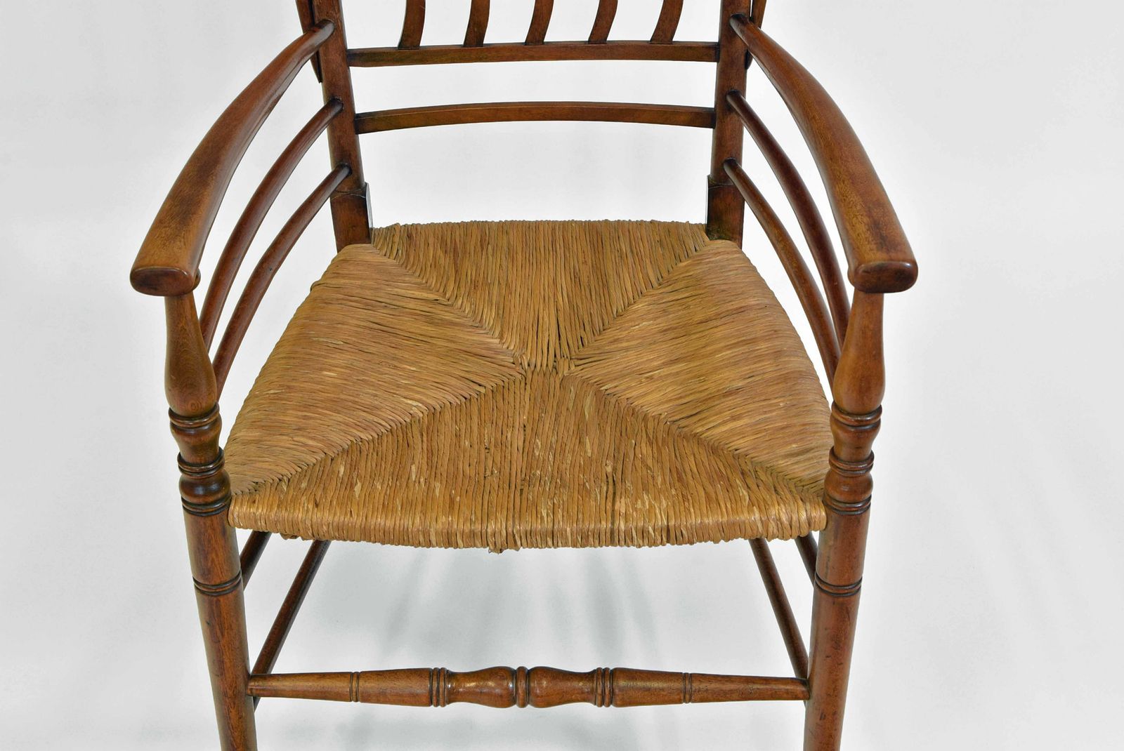 Furniture Arts & Crafts “Quaint” Rush Seated Armchair photo