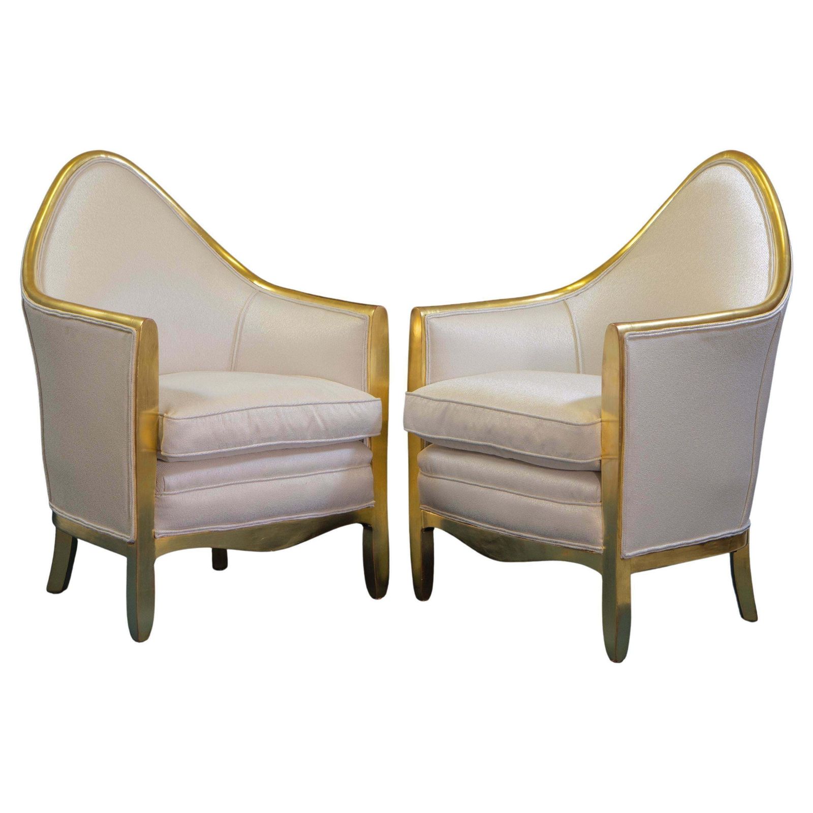 Pair Antique French 24k Gold Leaf Giltwood Bergère Armchairs photo vintage