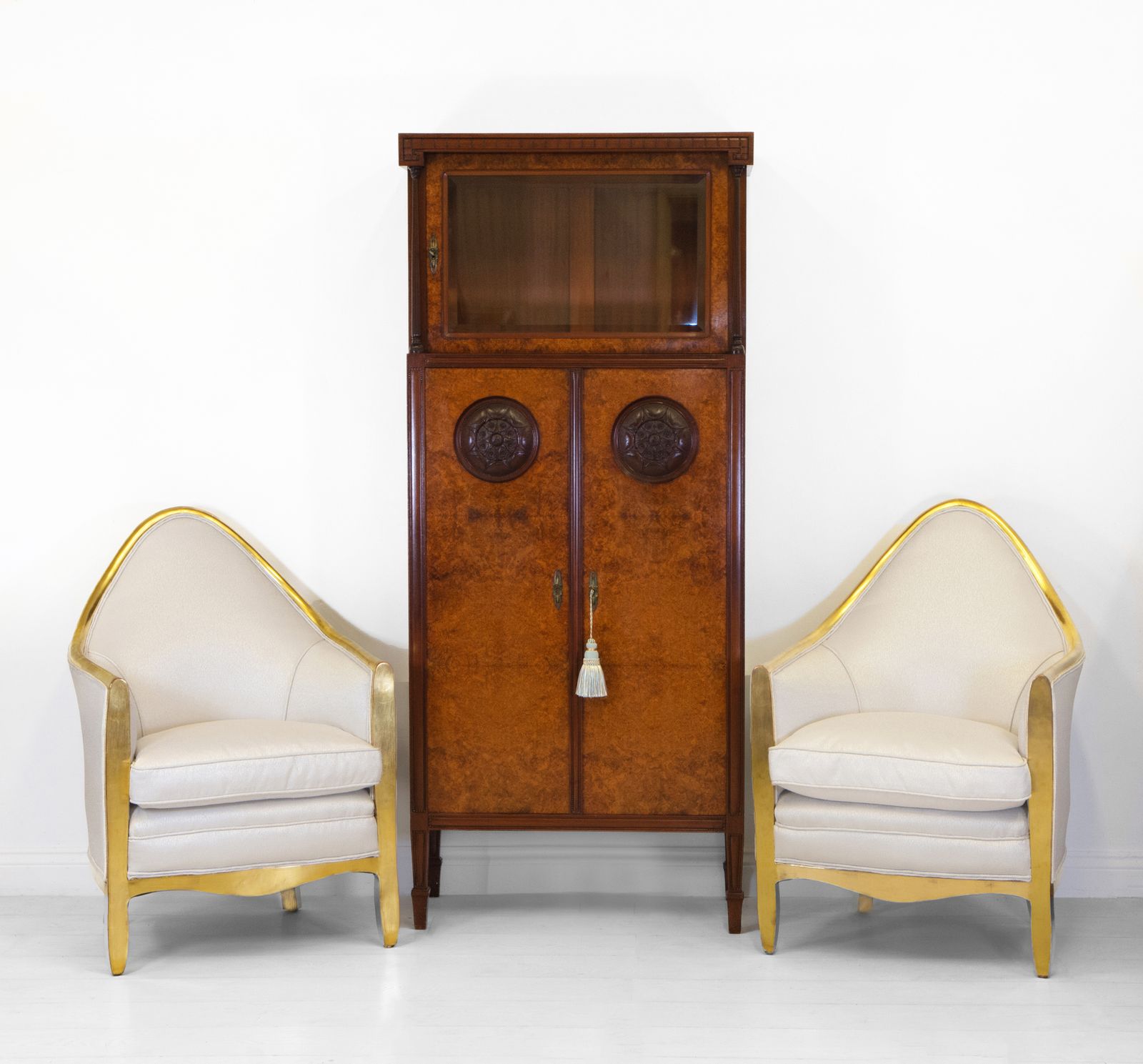 Furniture Pair Antique French 24k Gold Leaf Giltwood Bergère Armchairs photo