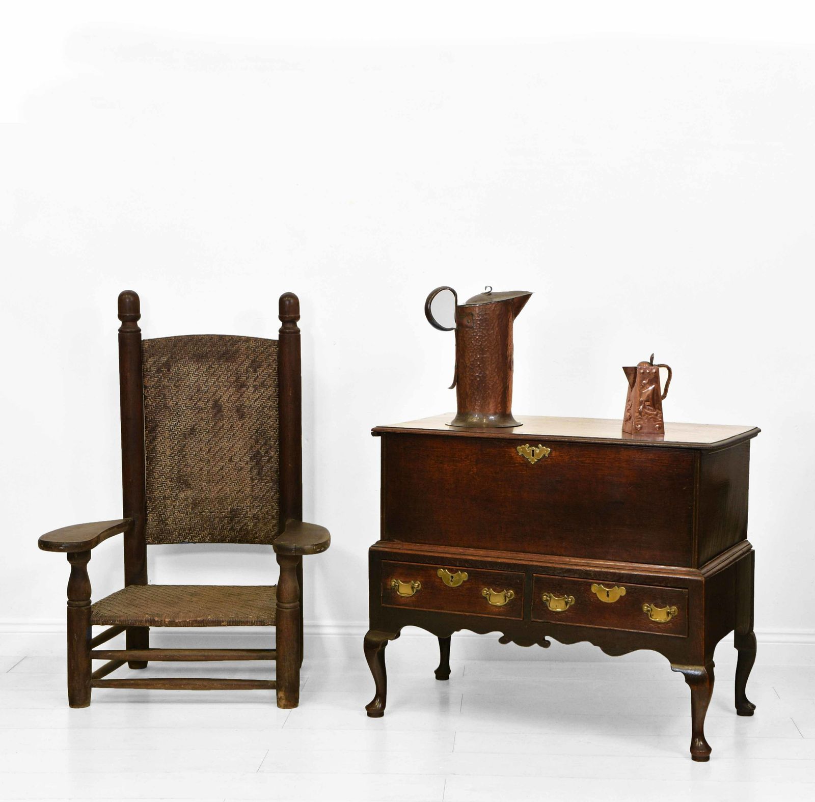 Antique Georgian Oak Blanket Chest On Stand With Drawers Circa 1750 photo furniture