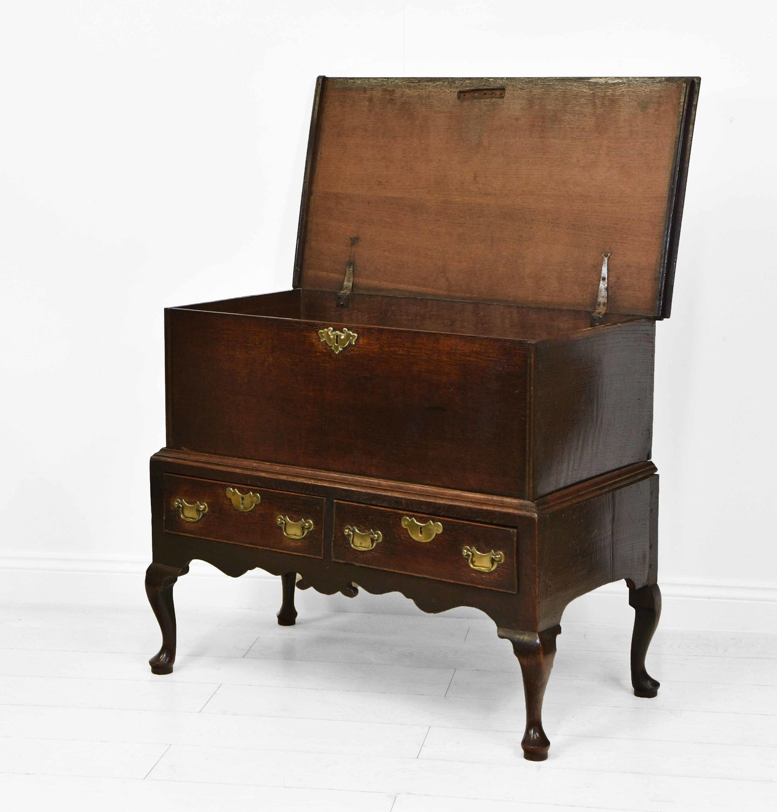 Antique Georgian Oak Blanket Chest On Stand With Drawers Circa 1750 photo Furniture