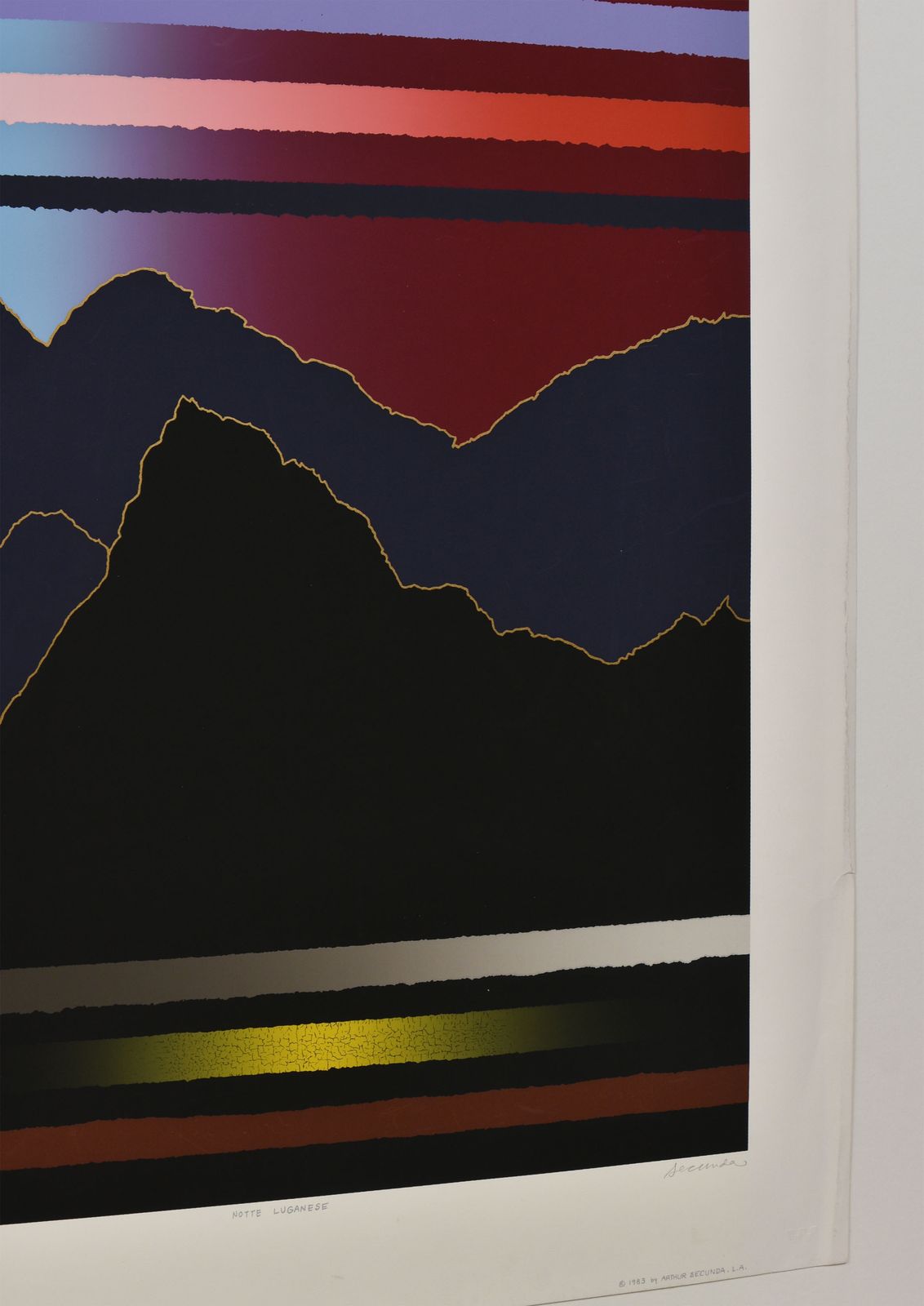 Arthur Secunda Large Silkscreen Abstract Signed Print Notte Luganese 1983 photo furniture