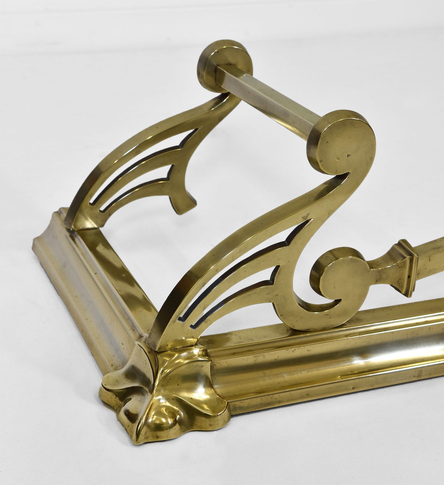 Edwardian Art Nouveau Brass Fireplace Fender Circa 1900 photo furniture