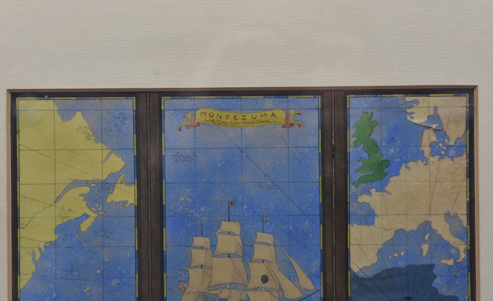 Watercolour Drawing Of A Three Fold Screen Design Decorated With A Nautical Map By Kenneth Stevens Mac Intire photo Art