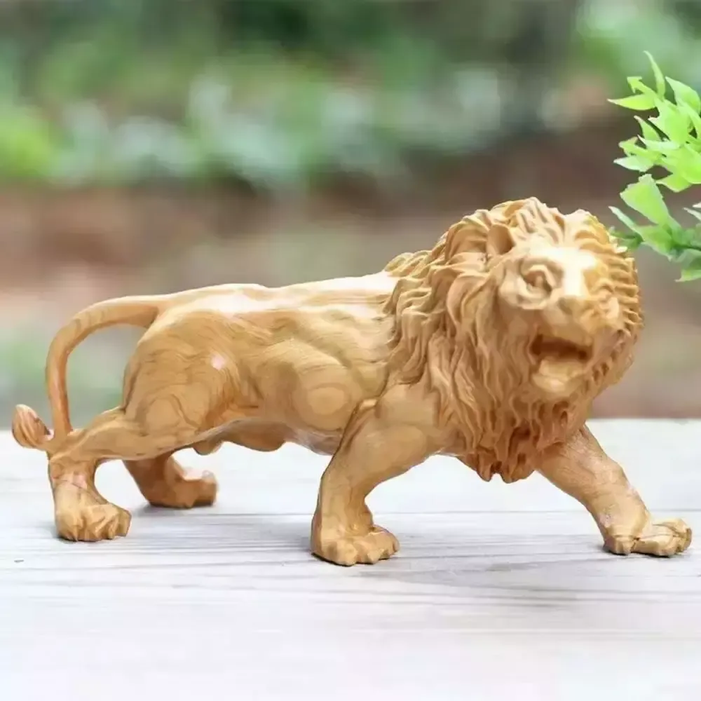 Hand Carved Wooden Lion Sculpture photo 114.0