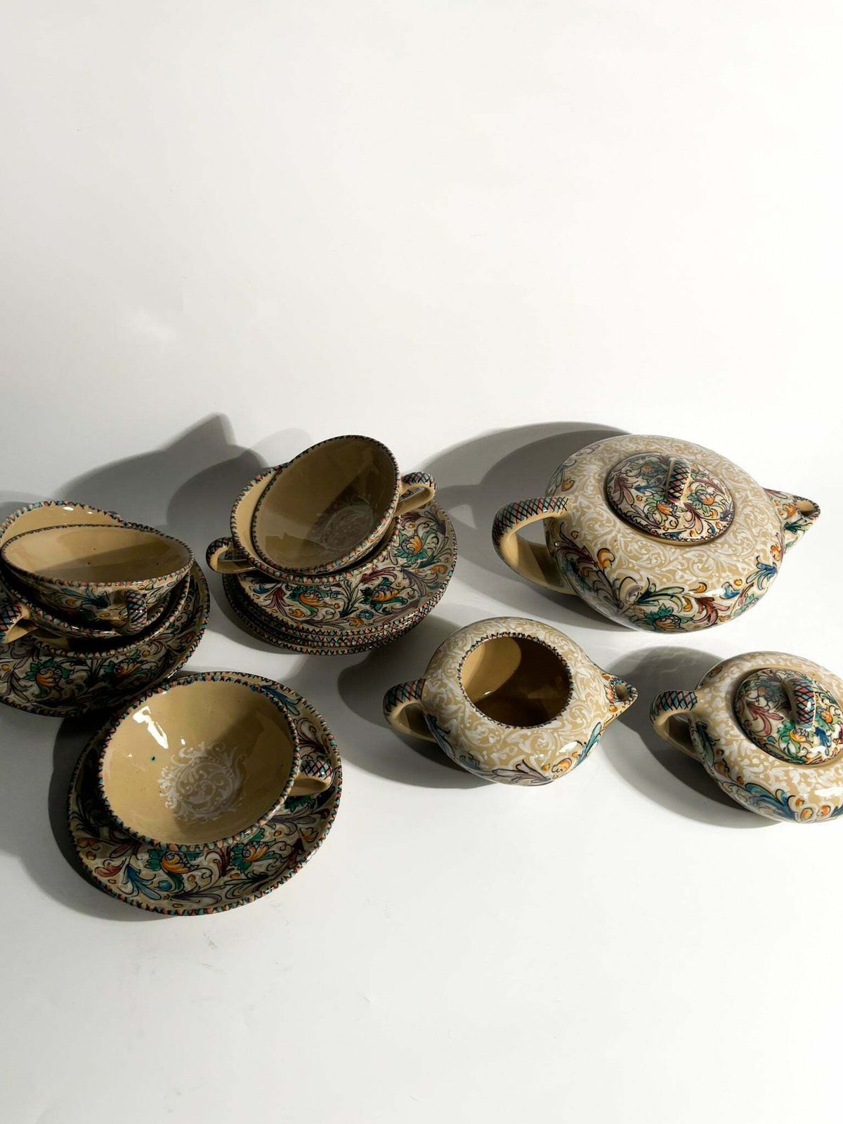 Set Of 6 Ceramic Mugs By Molaroni Pesaro, Hand Painted From The 1960s photo furniture