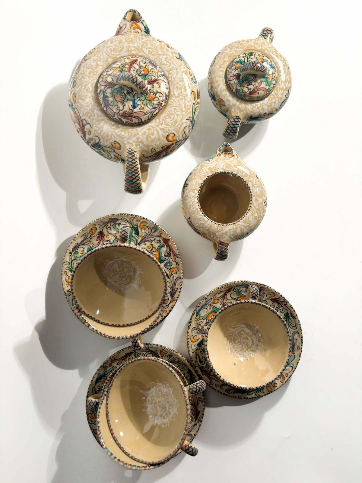 Set Of 6 Ceramic Mugs By Molaroni Pesaro, Hand Painted From The 1960s photo Home Decor