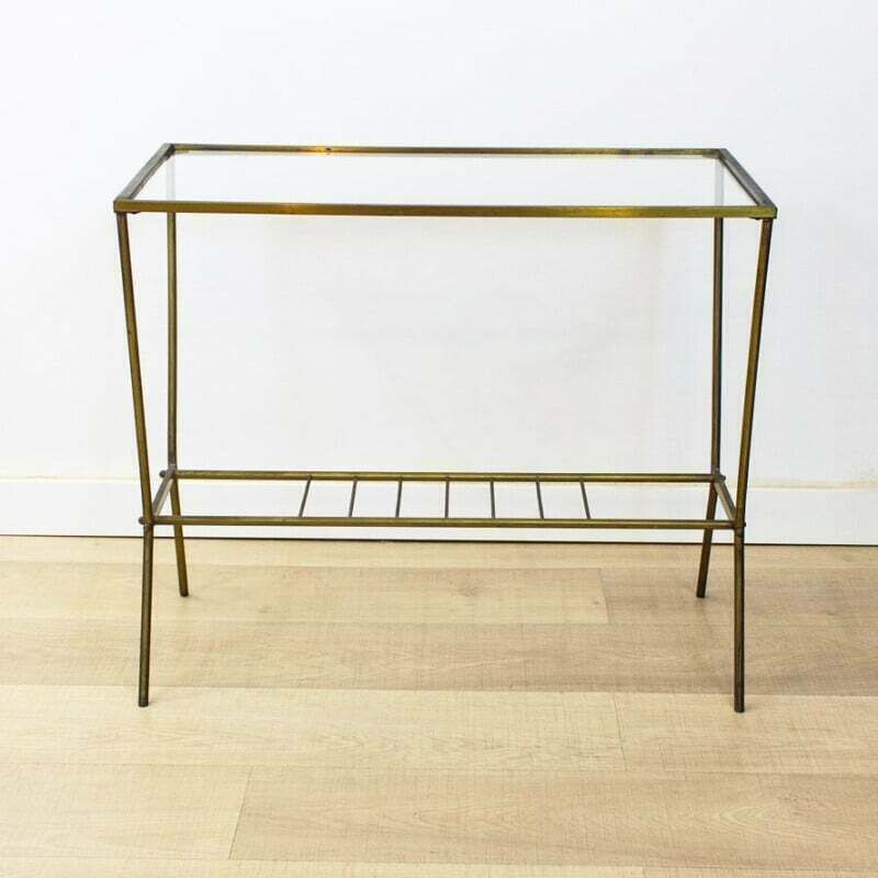 Vintage Brass And Glass Side Table, 1960s photo for sale