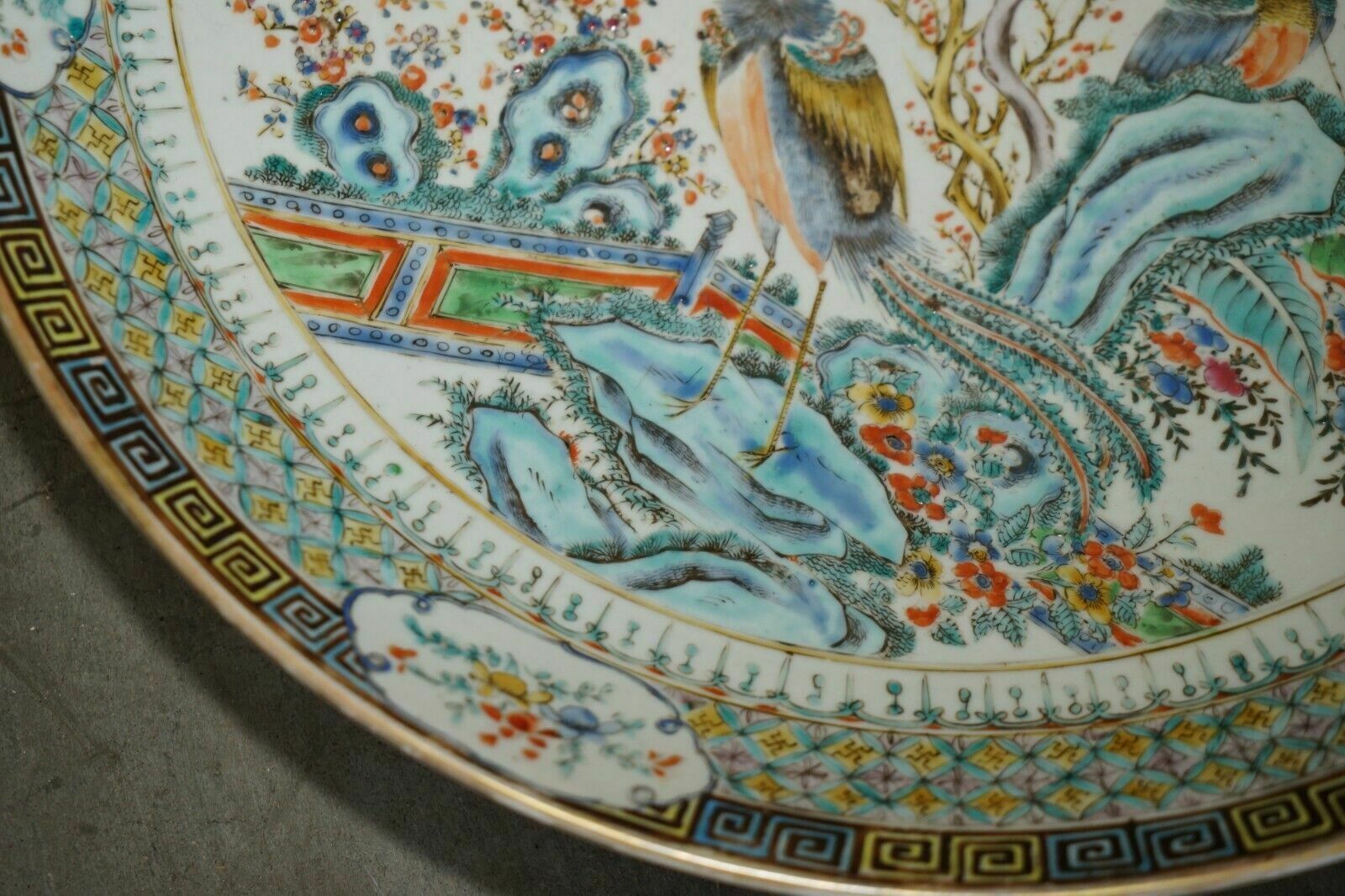 Antique Repaired 18th Century Chinese Famille Verte Porcelain Charger Plate photo 2950.0