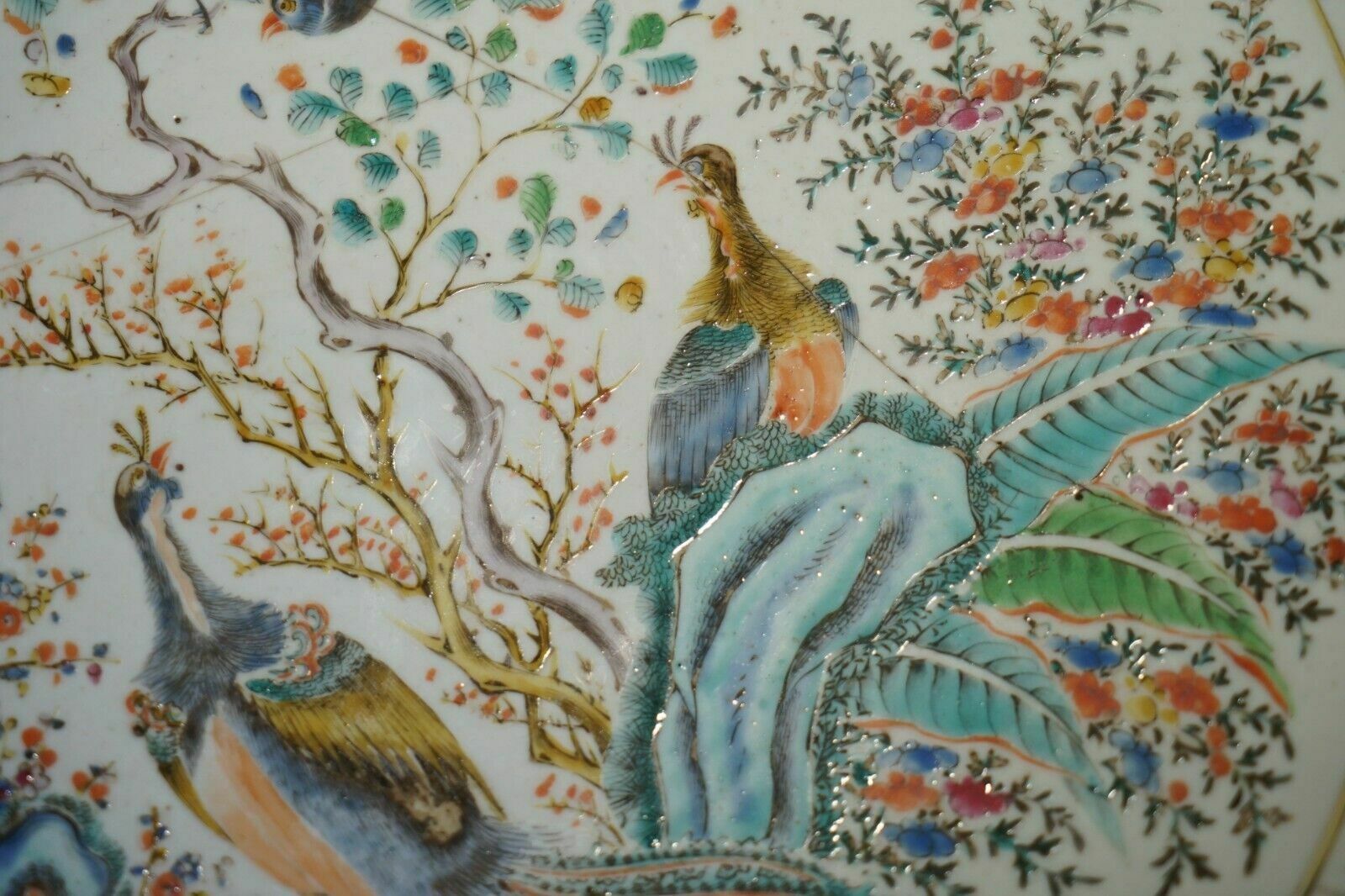 photo for sale Antique Repaired 18th Century Chinese Famille Verte Porcelain Charger Plate