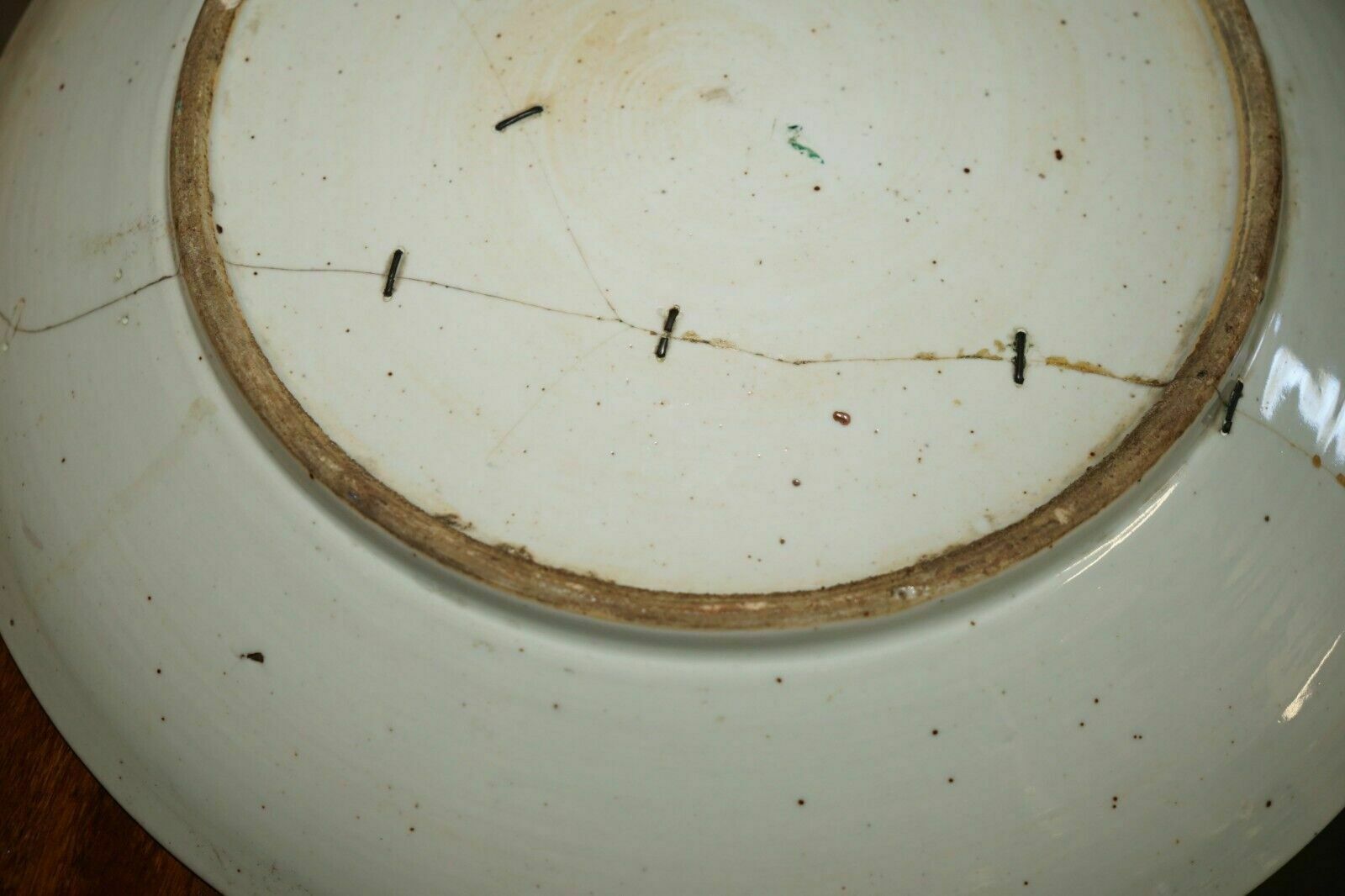 2950.0 Antique Repaired 18th Century Chinese Famille Verte Porcelain Charger Plate photo
