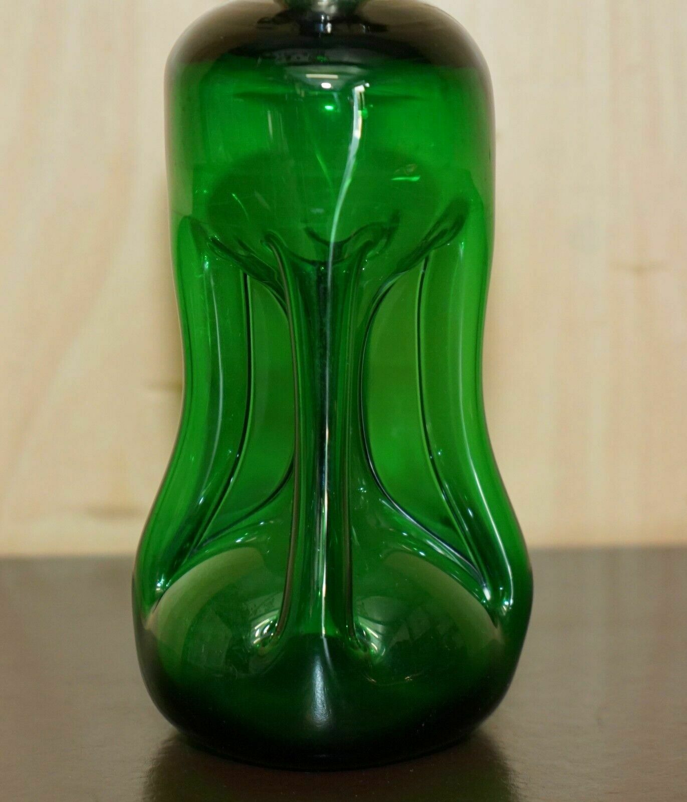 photo for sale 1896 Gibson  & Lawrence Antique Green Wine Port Decanter Sterling Silver Collar