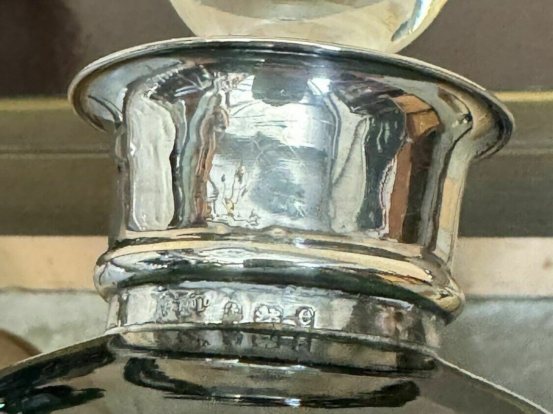 Fine 1904 Antique Green Wine Port Spirit Decanter With Sterling Silver Collar photo furniture