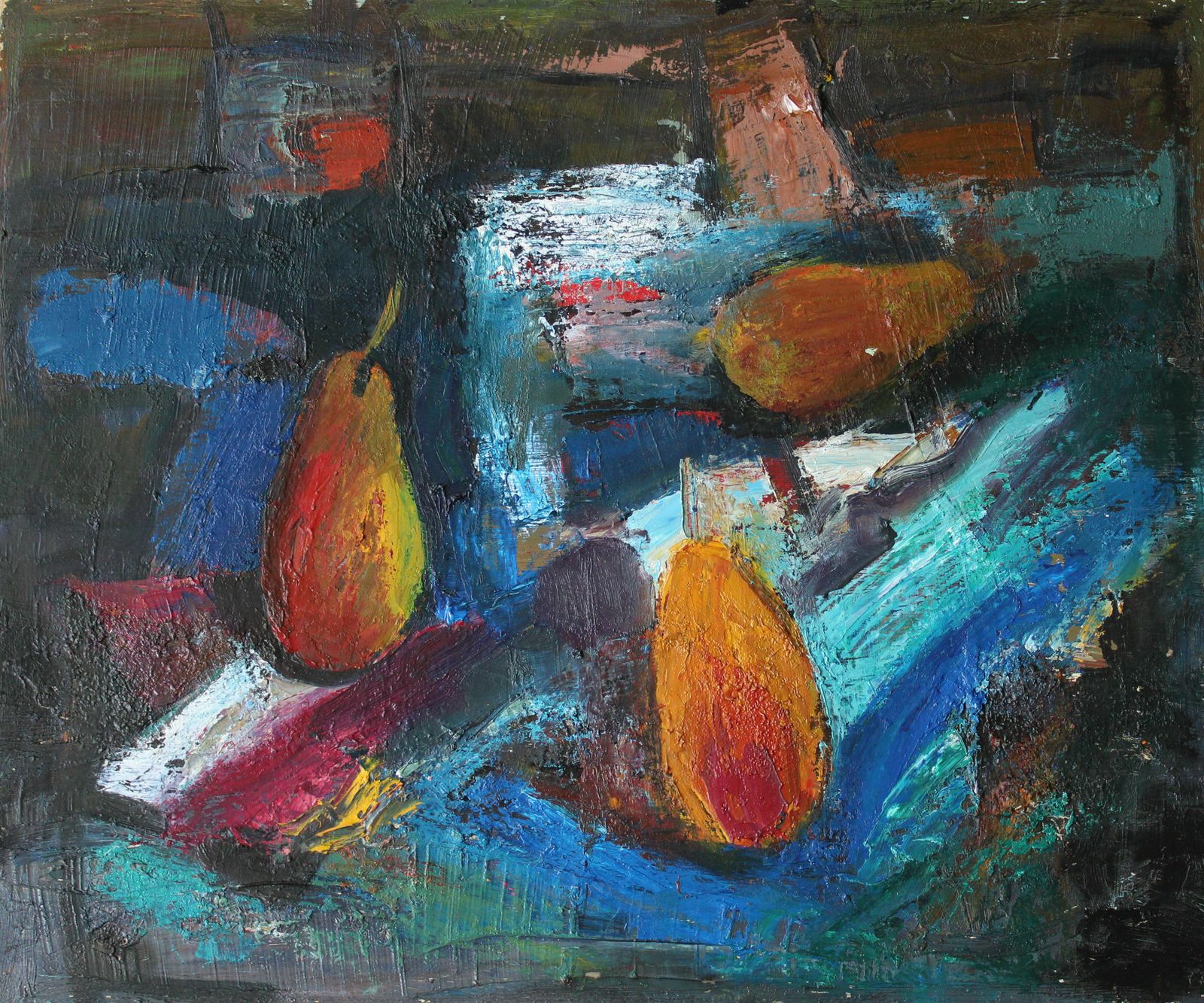 Aleksandr Rodin  (1922   2001, Latvian, Russian). Still Life With Pears. Oil On Cardboard, 50 X 60 Cm ( 23.62 X 27.56 In)