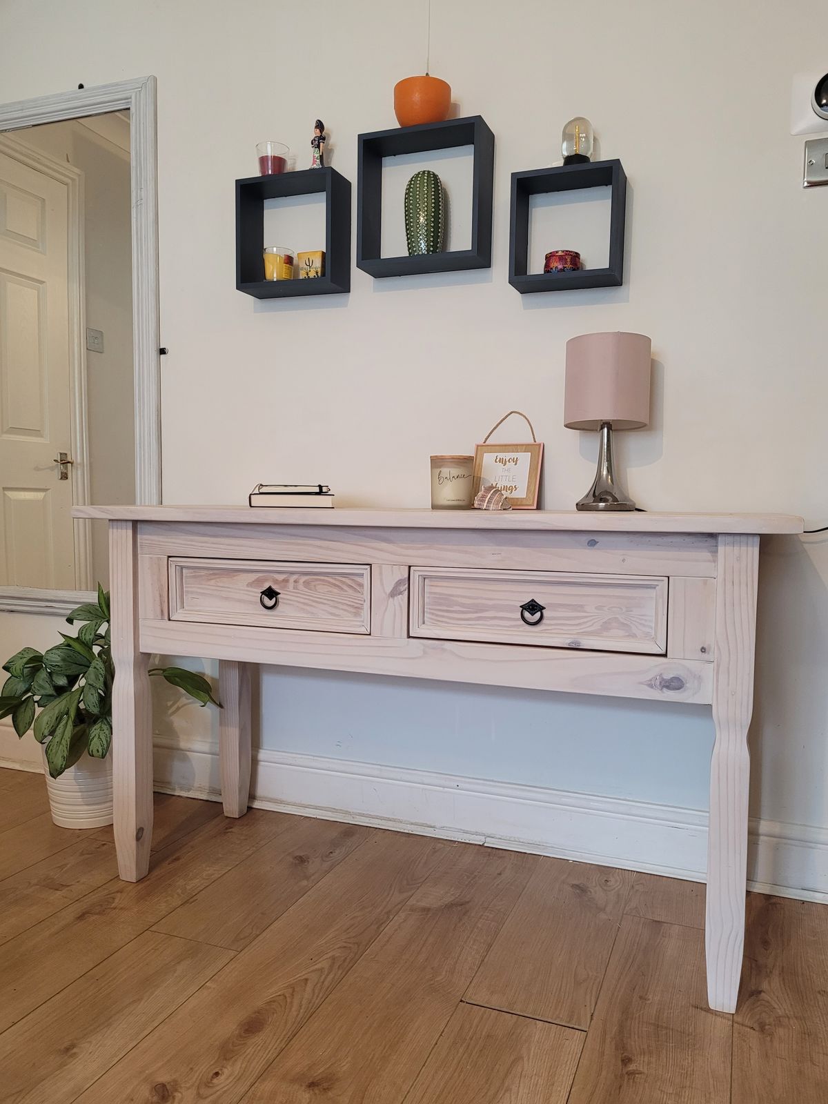 Farmhouse Style Upcycled Solid Wood Hallway Side Table photo furniture