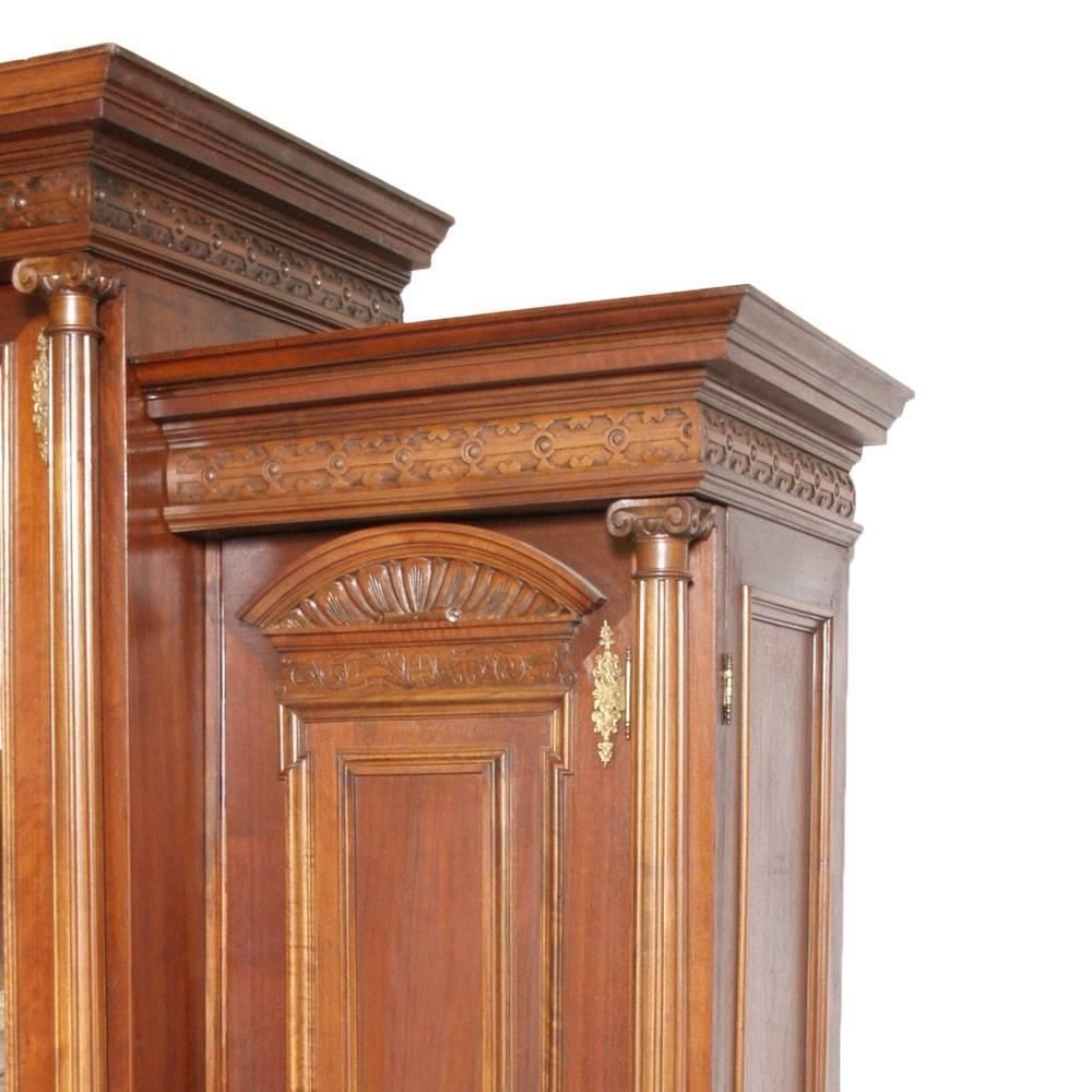 Italian Last 19th Century Neoclassic Wardrobe Cupboard In Carved Walnut photo for sale