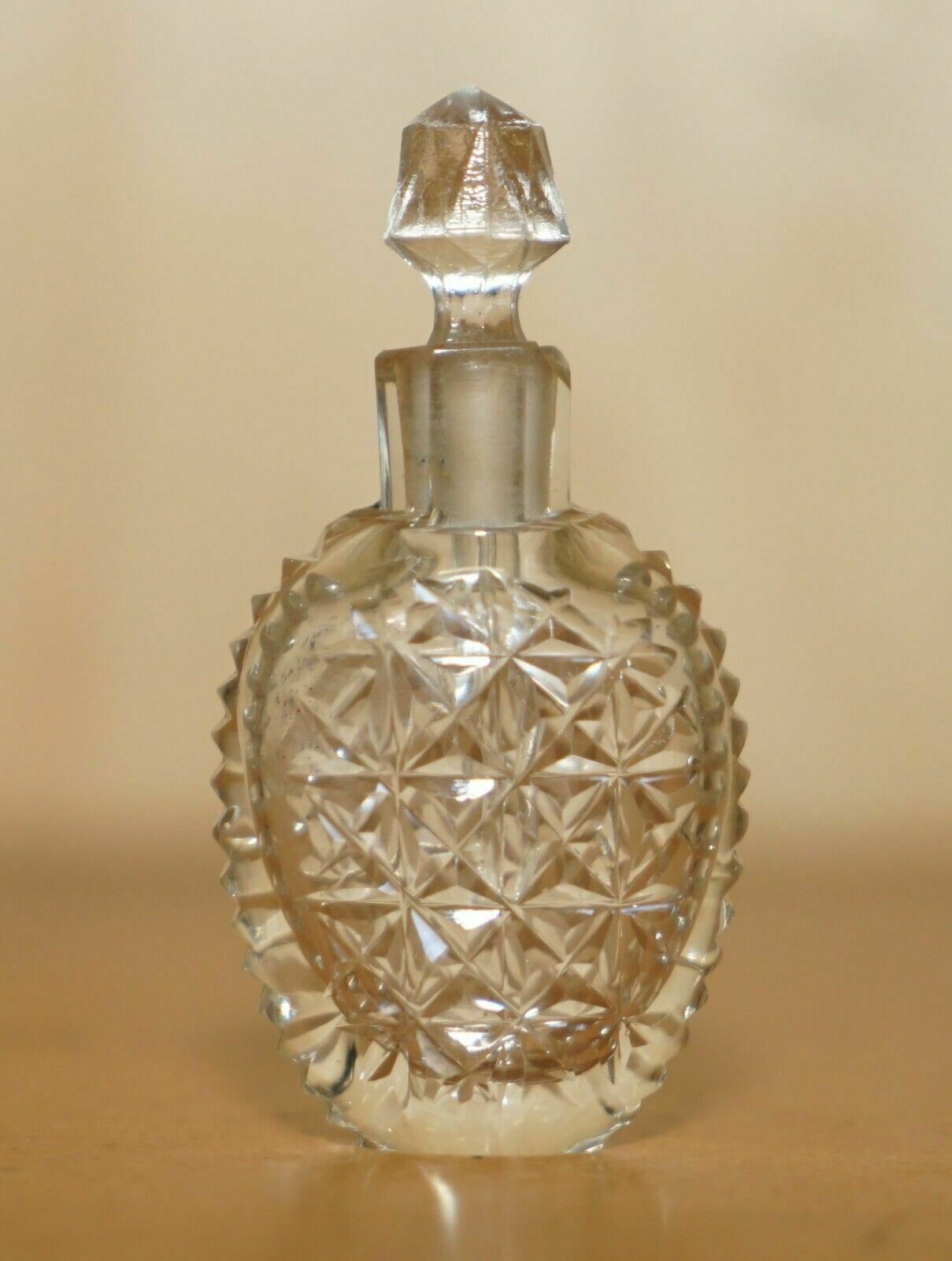 Fine Antique French Cut Glass Crystal Collectable Dressing Table Perfume Bottle photo for sale