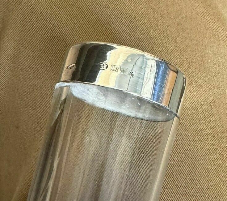 Stunning Antique 1908 Cut Glass Crystal Sterling Silver Plant Vase Must See photo vintage