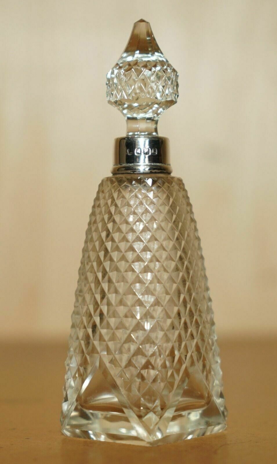 Antique Sterling Silver Perfume Bottle In Cut Glass Crystal Lovely Craftsmanship photo furniture