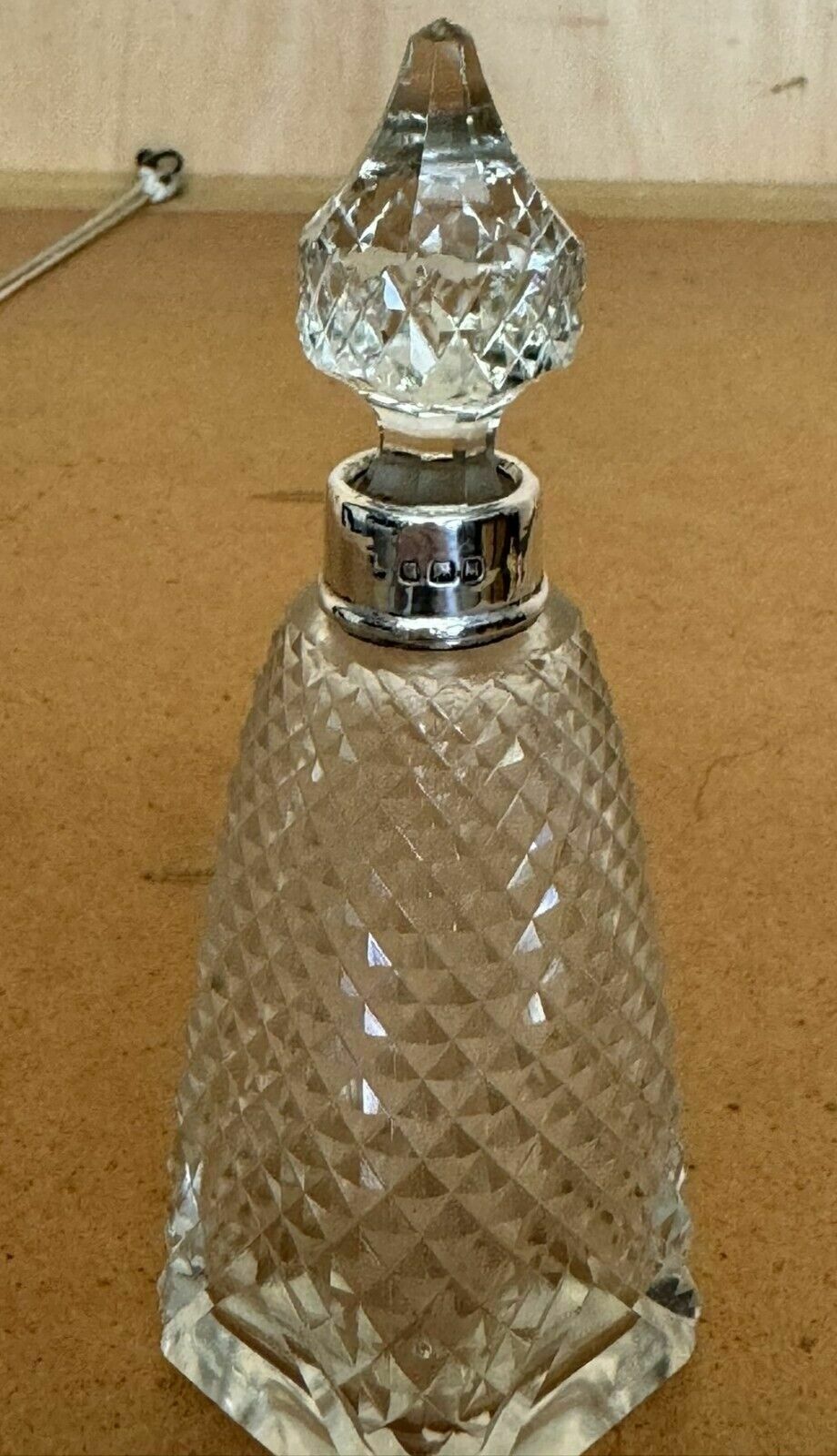 395.0 Antique Sterling Silver Perfume Bottle In Cut Glass Crystal Lovely Craftsmanship photo