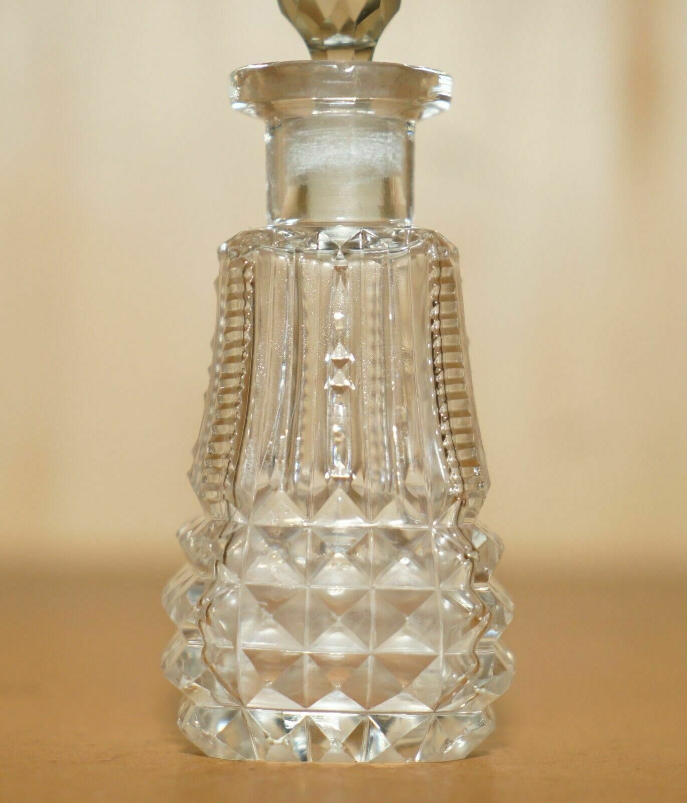 Fancy Fine Antique Cut Glass Crystal Collectable Dressing Table Perfume Bottle photo vinterior