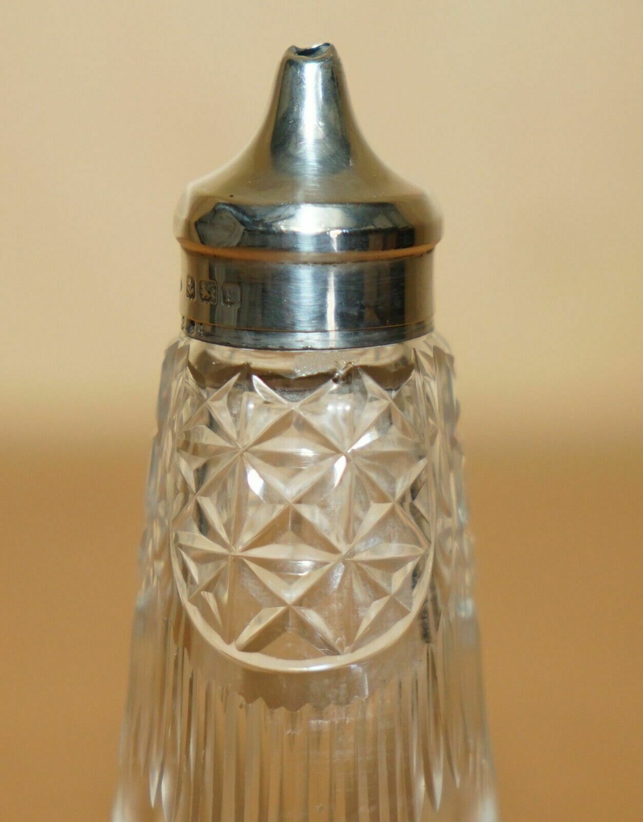 Antique 1909 John Grinsell & Sons Sterling Silver Cut Glass Crystal Salt Shaker photo 117.0
