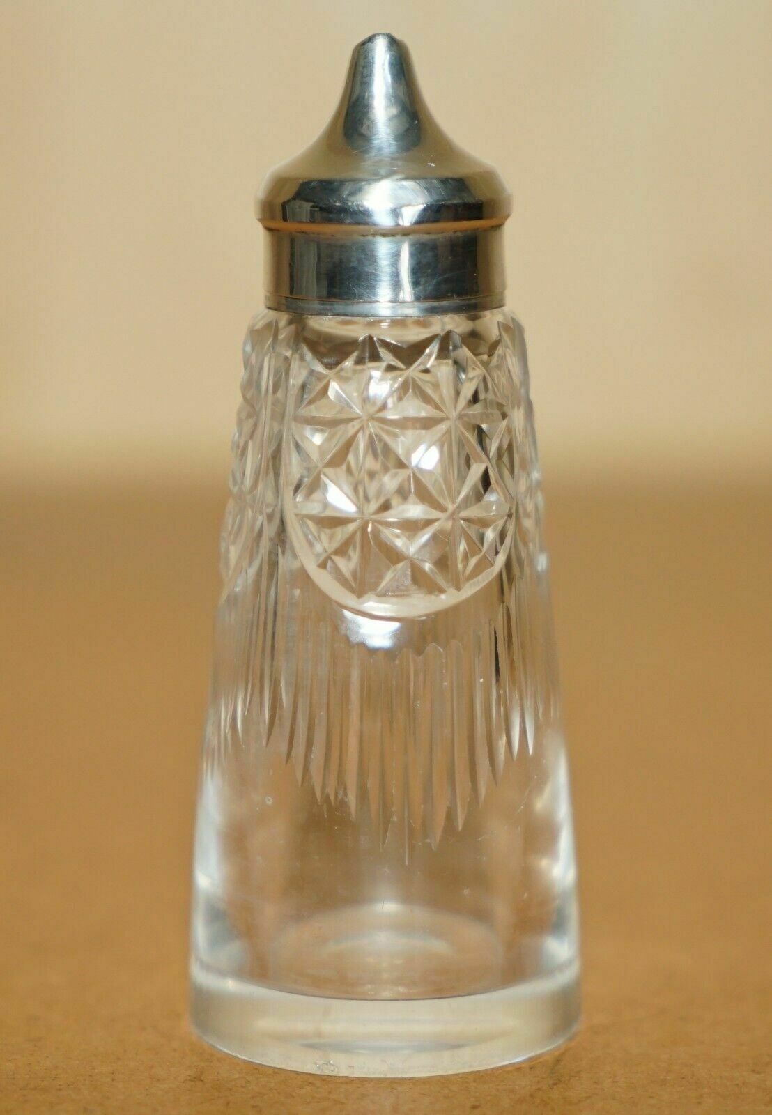 Antique 1909 John Grinsell & Sons Sterling Silver Cut Glass Crystal Salt Shaker photo buy