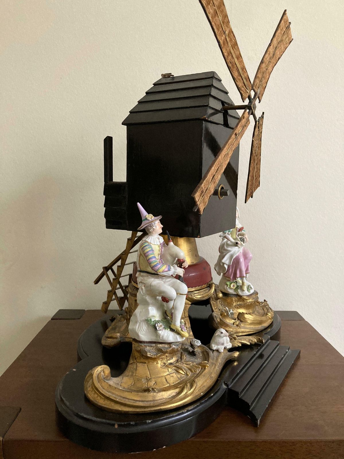 Ormolu Windmill With Meissen Harlequin And Columbine photo for sale