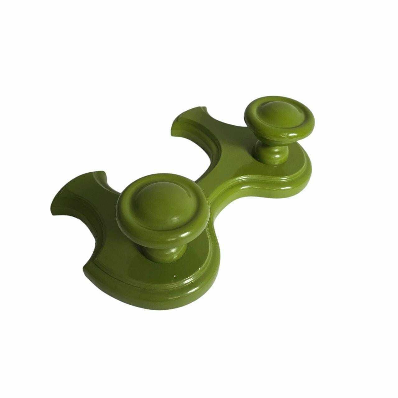 photo furniture Vintage Houten Wandkapstok Met 2 Haken – Italiaans, Handgeschilderd Wandpaneel